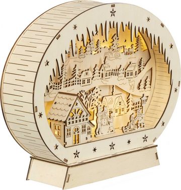 HGD Holz-Glas-Design Weihnachtsszene LED Diorama "Winter in der Stadt"