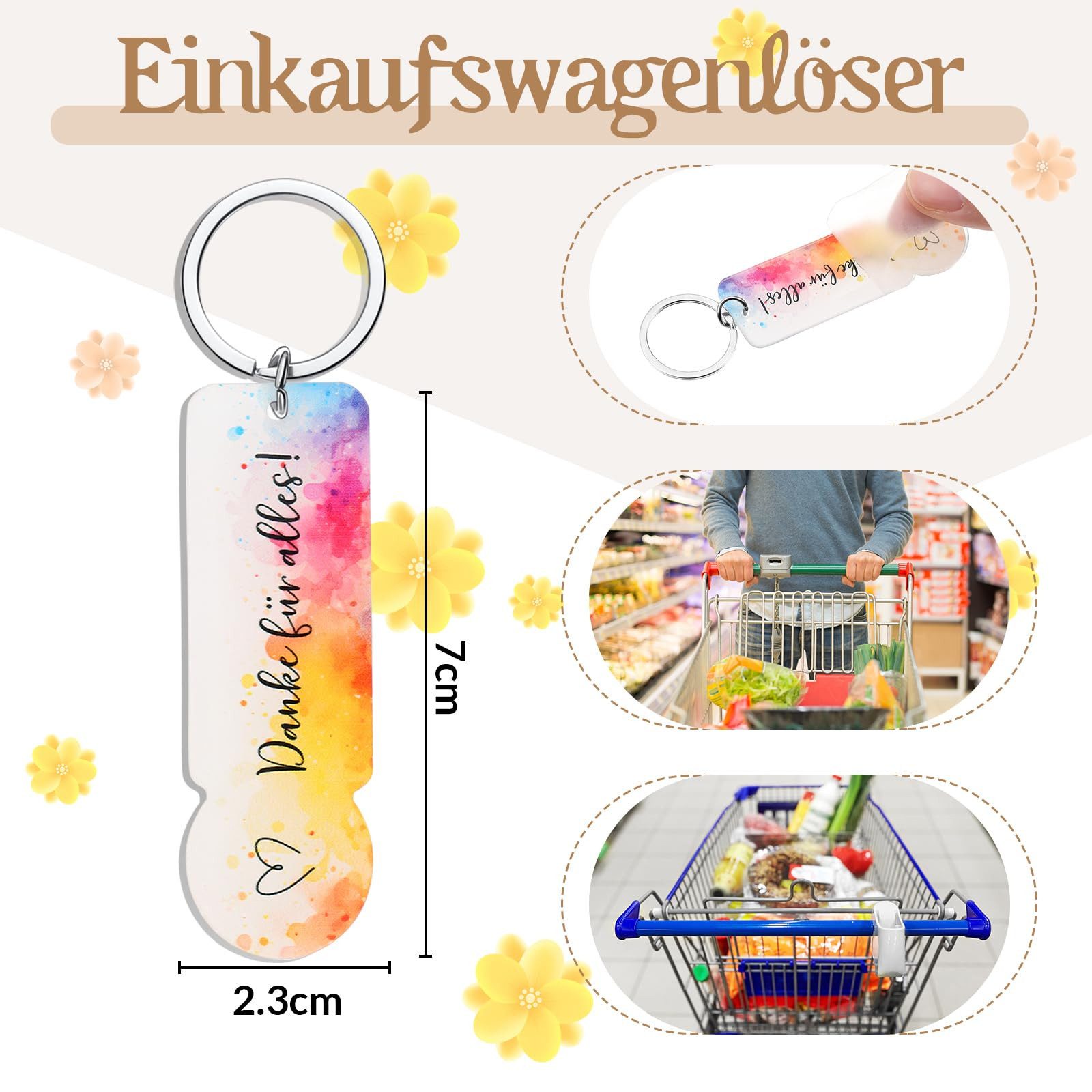 CLTYQ Schlüsselanhänger Set 20 Stück Acryl Einkaufswagenchip Schlüsselanhän günstig online kaufen