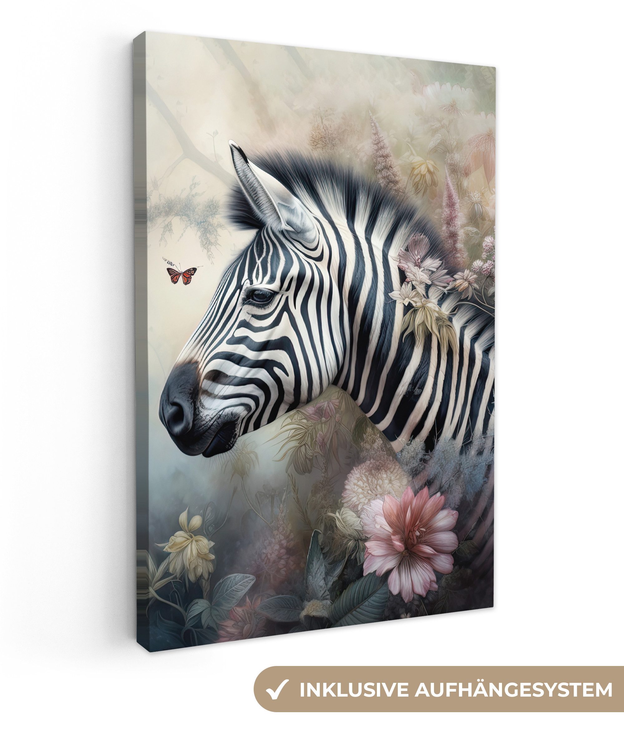 OneMillionCanvasses® Leinwandbild Zebra - Wilde Tiere günstig online kaufen