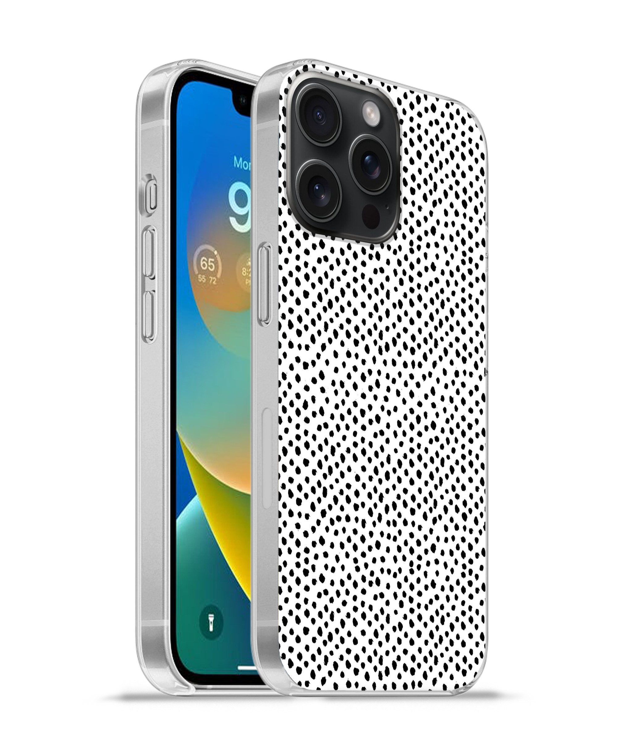 Handyhülle für Apple iPhone 15 Pro Max Polka dots - Schwarz - Weiß