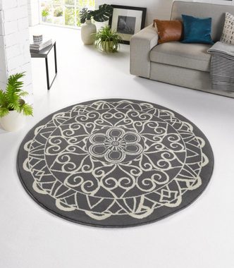 Teppich Mandala 1, HANSE Home, rund, Höhe: 9 mm, Kurzflor, Mandala Design, Graphisches Muster, Robust, Pflegeleicht
