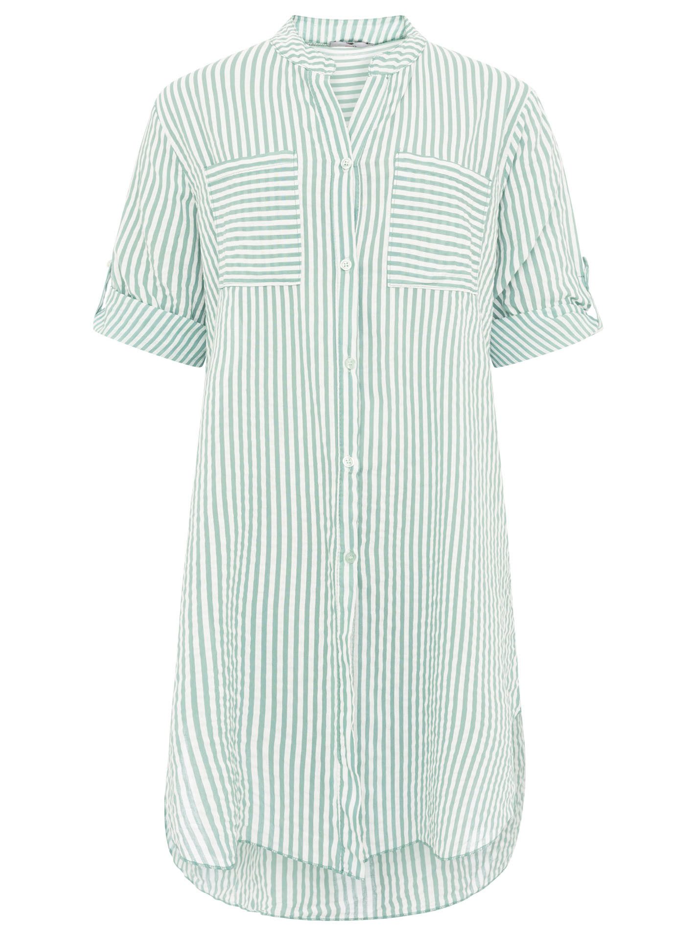 Zwillingsherz Longbluse "Kida" One Size, Streifen, Knopfleiste, Brusttaschen, 3/4-Arm