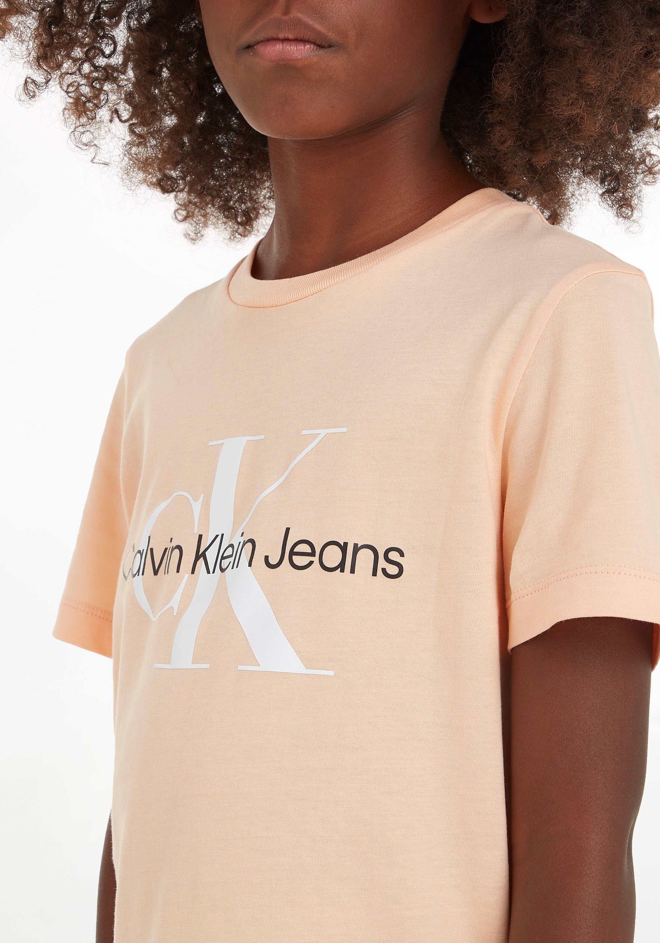 Calvin Klein Jeans Jungen hellorange Mädchen und MiniMe,für Kids MONOGRAM T-SHIRT LOGO Junior Kinder T-Shirt