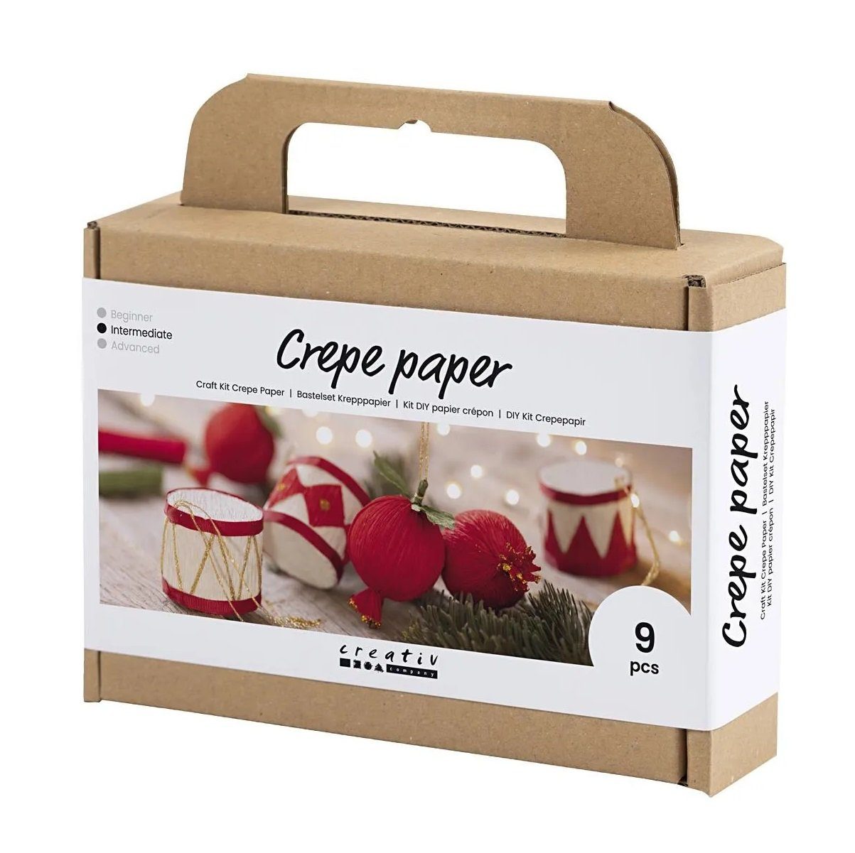 creativ company Kreativset Krepppapier - festliche Weihnachtsdekoration selber basteln, als Tischdeko, Baumdeko oder als Dekoration für Geschenke
