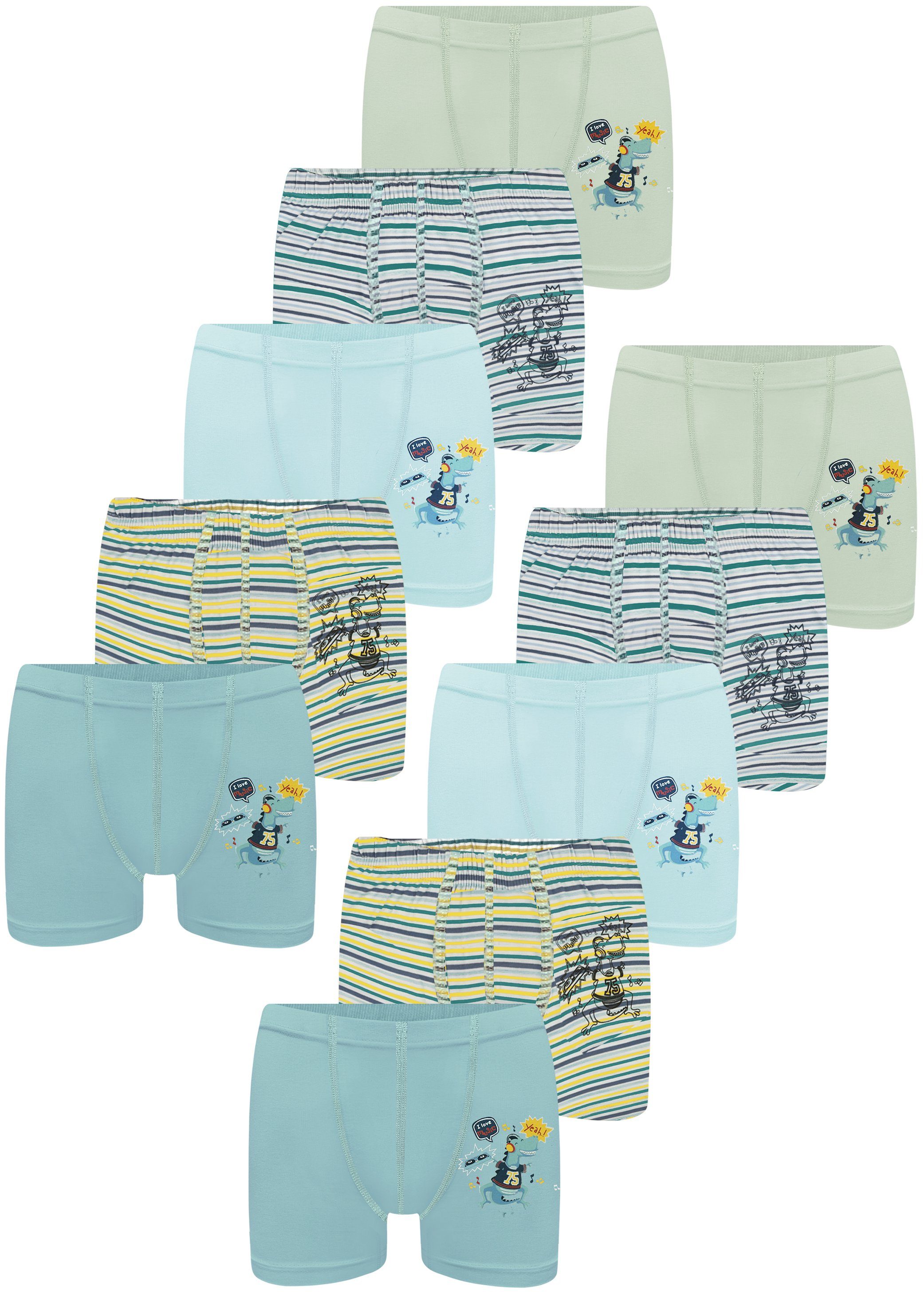 LOREZA Boxershorts 10er Set Jungen Boxershorts - Dino - Bunt (Spar-Packung, 10-St)