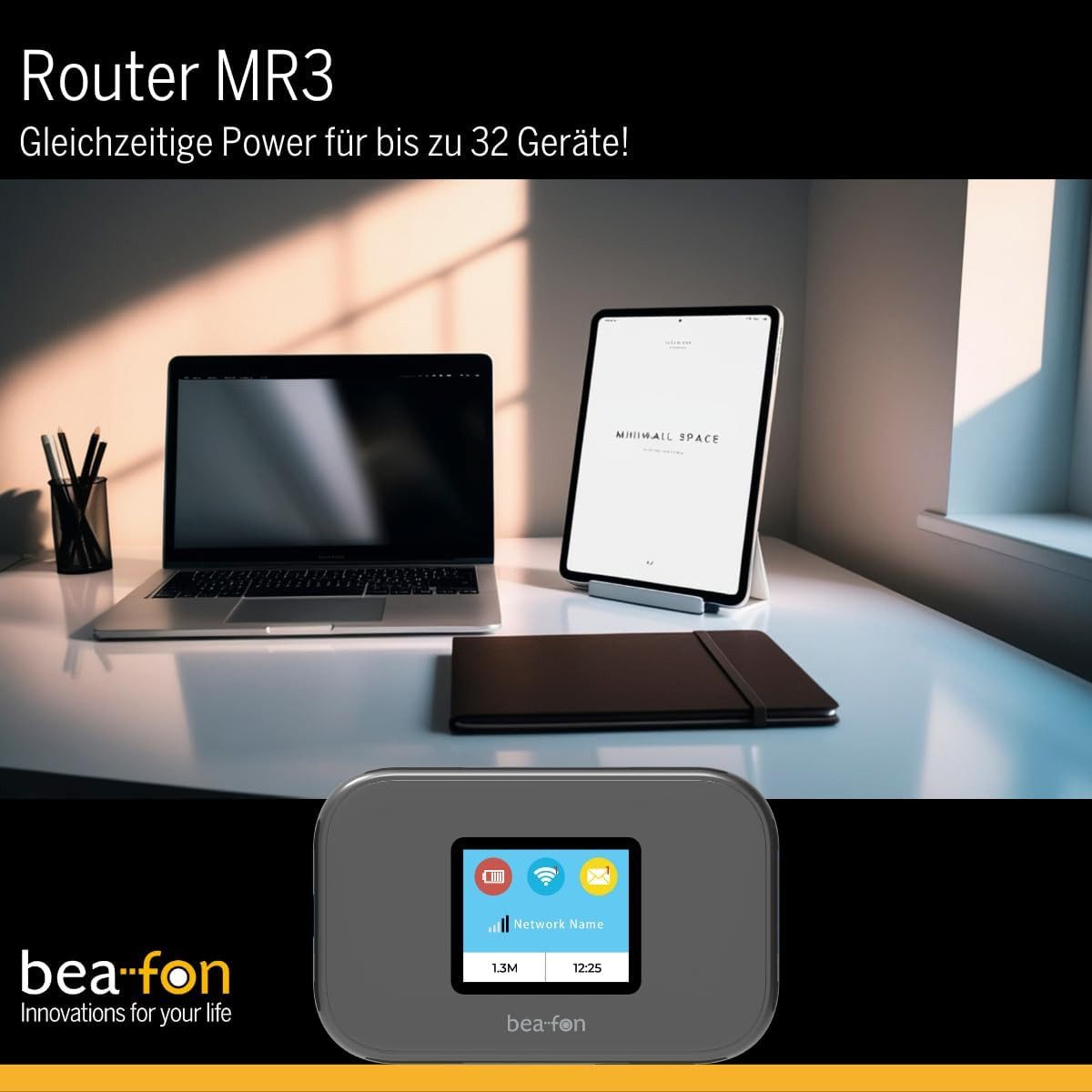 Beafon BEA MR3 4G WLAN-Router, 4G-Mobil Router mit SIM-Karten Slot