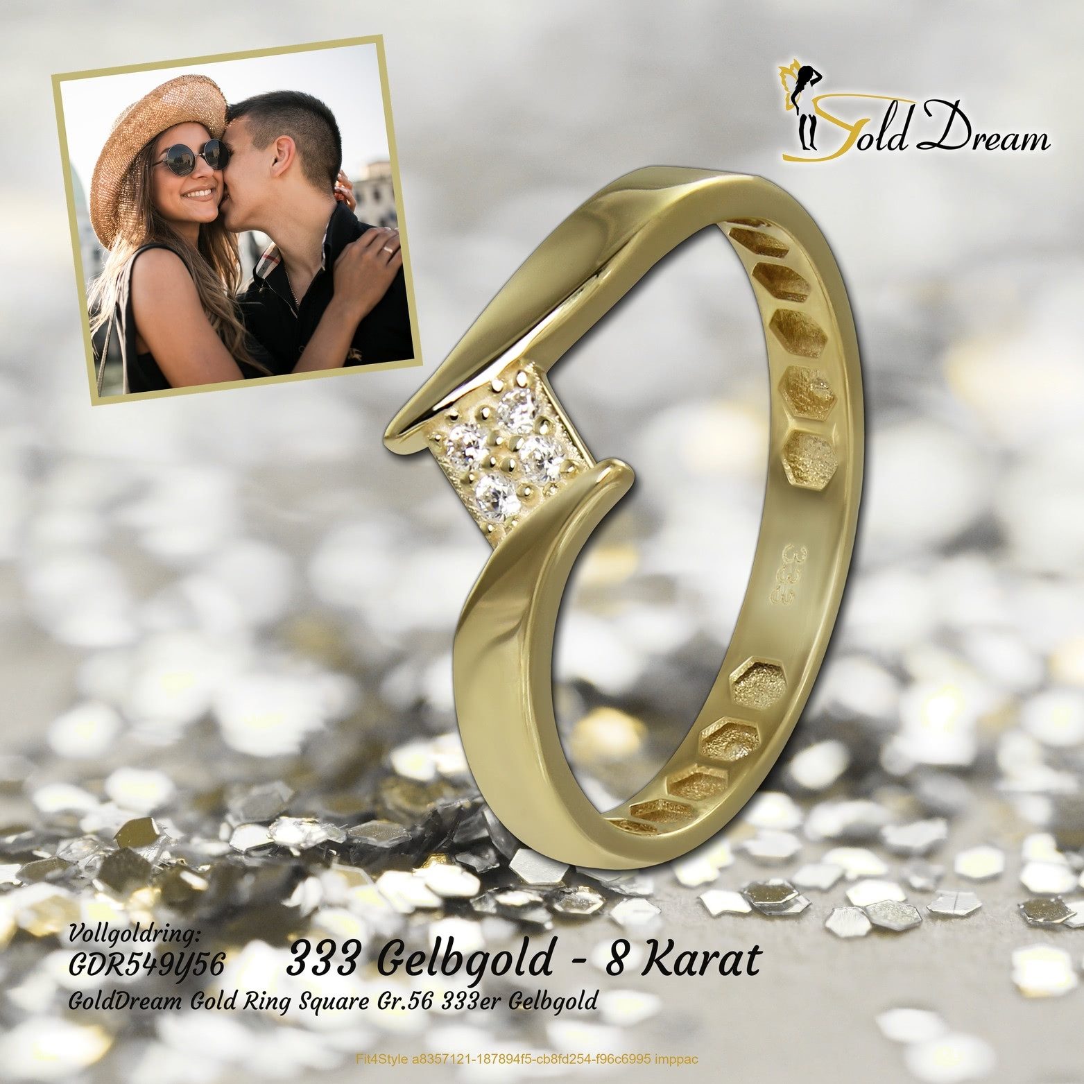 GoldDream Goldring GoldDream Gold Ring Square Gr.56 333er, Fingerring 333 Gelbgold - 8 Karat Square Damen Ringschmuck