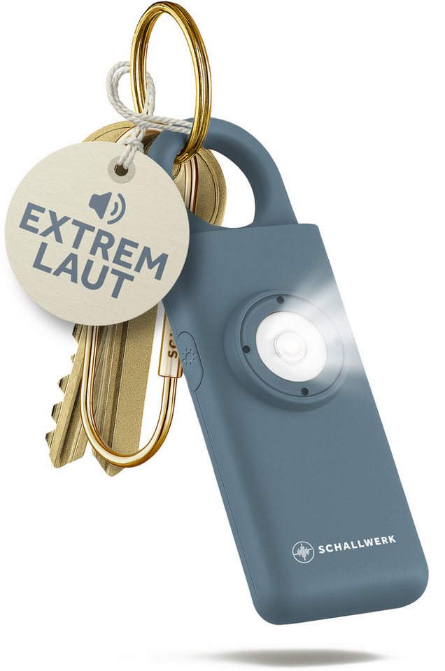 Schallwerk Taschenanhänger Taschenalarm für Selbstverteidigung & Sicherheit Lauter Alarm, LED-Stroboskoplicht, Schlüsselanhänger, für Frauen