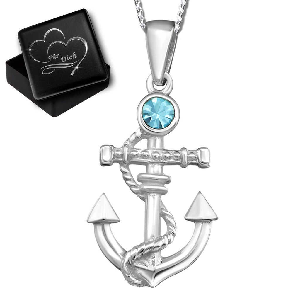 Limana Kette mit Anhänger Damen Frauen Halskette 925 Silber mit Zirkonia Anker (inkl. Geschenkdose), Damenkette Echtschmuck für Freundin Ehefrau