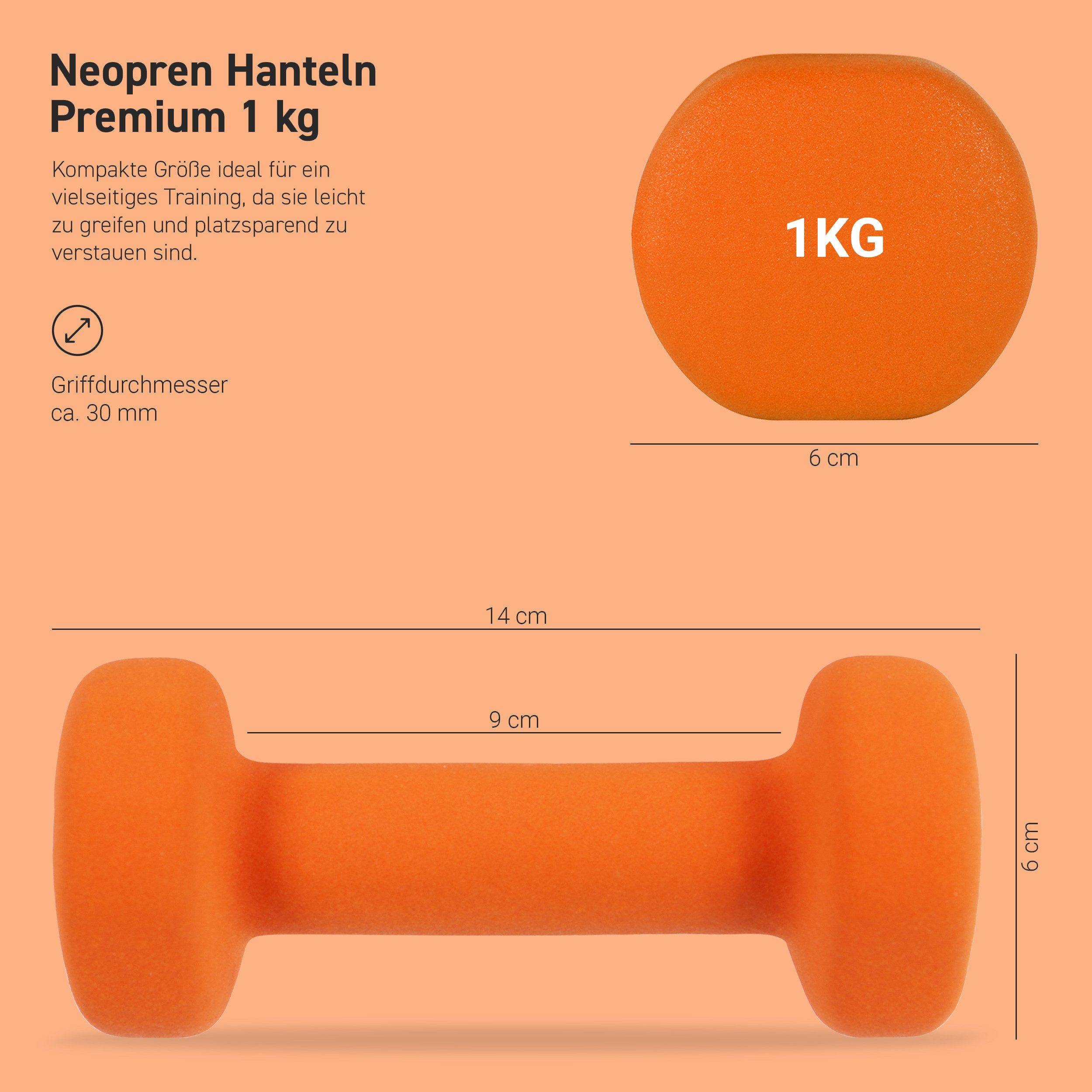 MSports® Hantel Hantelset Neopren 2er Set 0,5 – 5 kg Paar inkl. Übungsposter