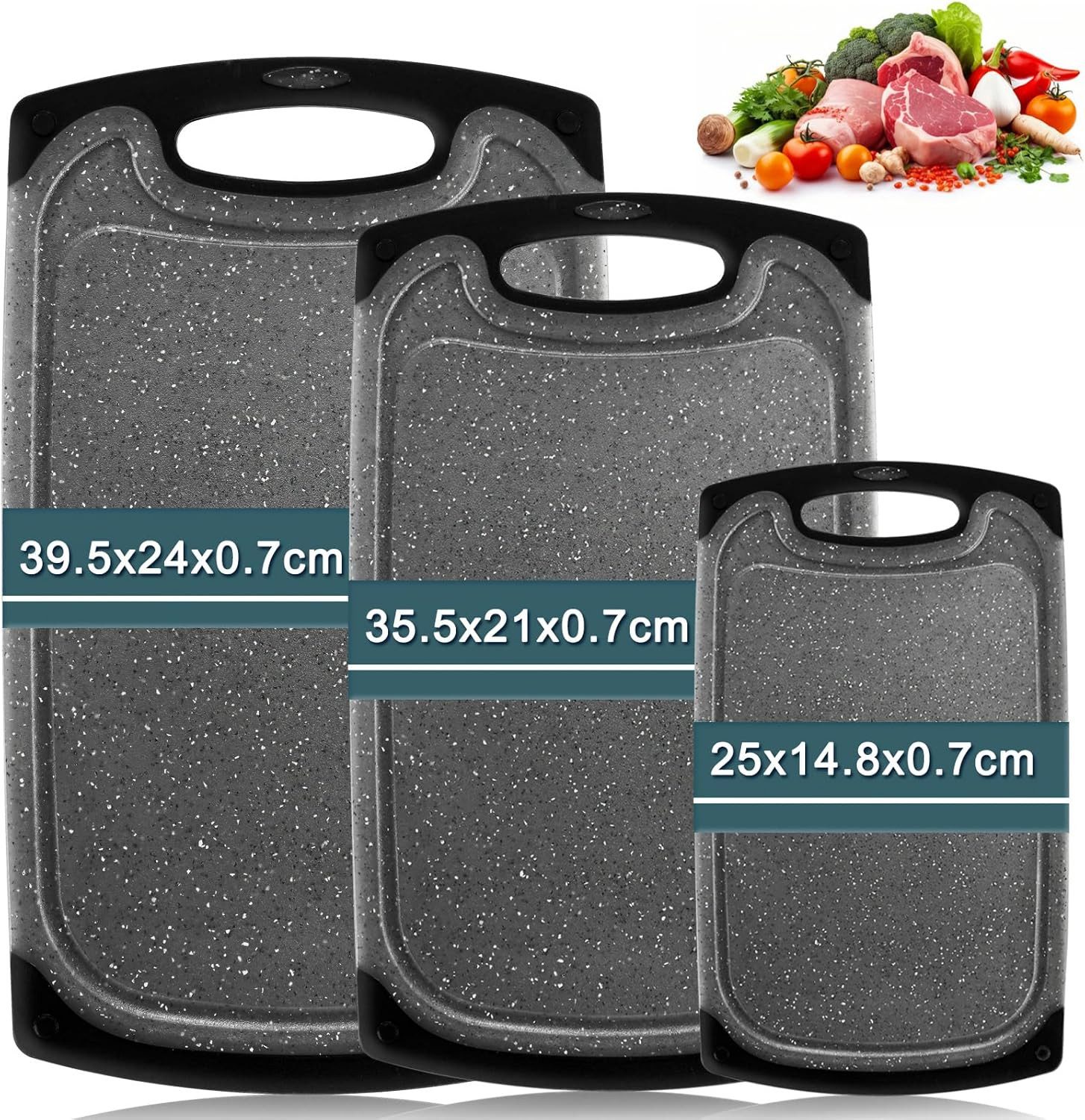 FELIXLEO Käsebrett 3er Set Schneidebrett Kunststoff Schwarz Rutschfest, (1-St)