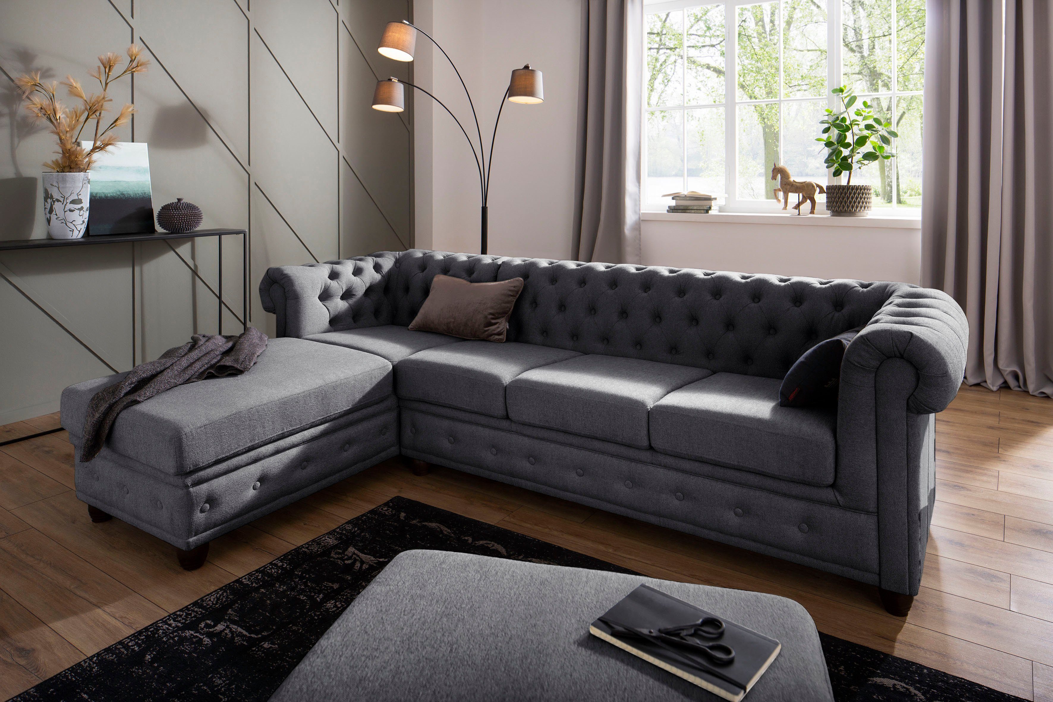 Home affaire Chesterfield-Sofa New Castle L-Form, günstig online kaufen