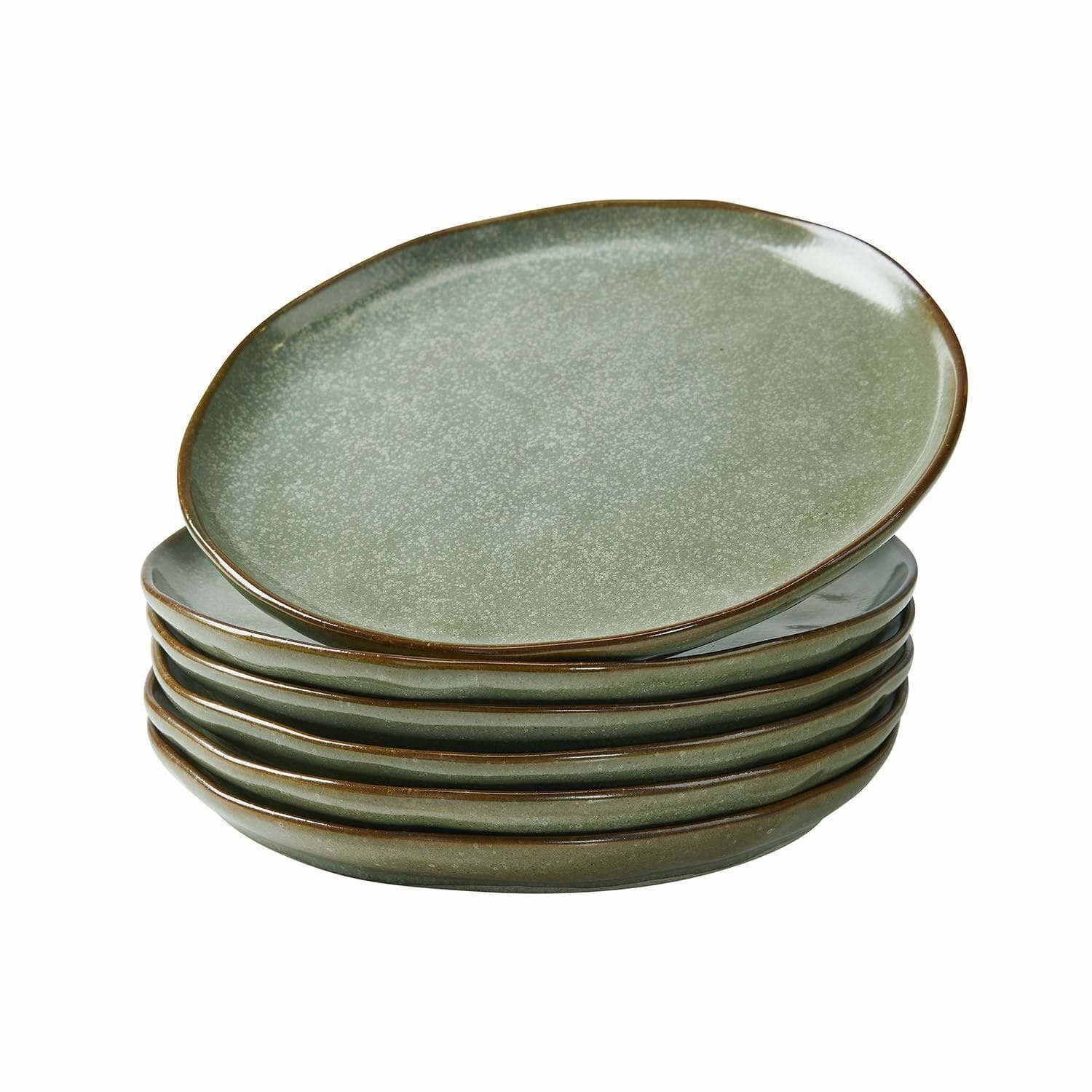 Mirabeau Geschirr-Set Dessertteller 6er Set Biarré türkis/braun, Steinzeug