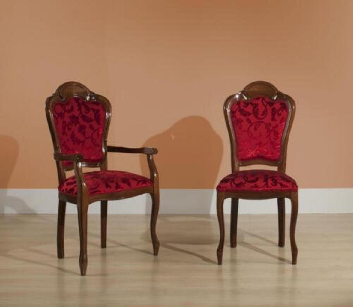 Esszimmerstuhl Luxus JVmoebel Esszimmer Stühle Rot Textil Esszimmerstuhl, Stuhl Design Armlehne Barock