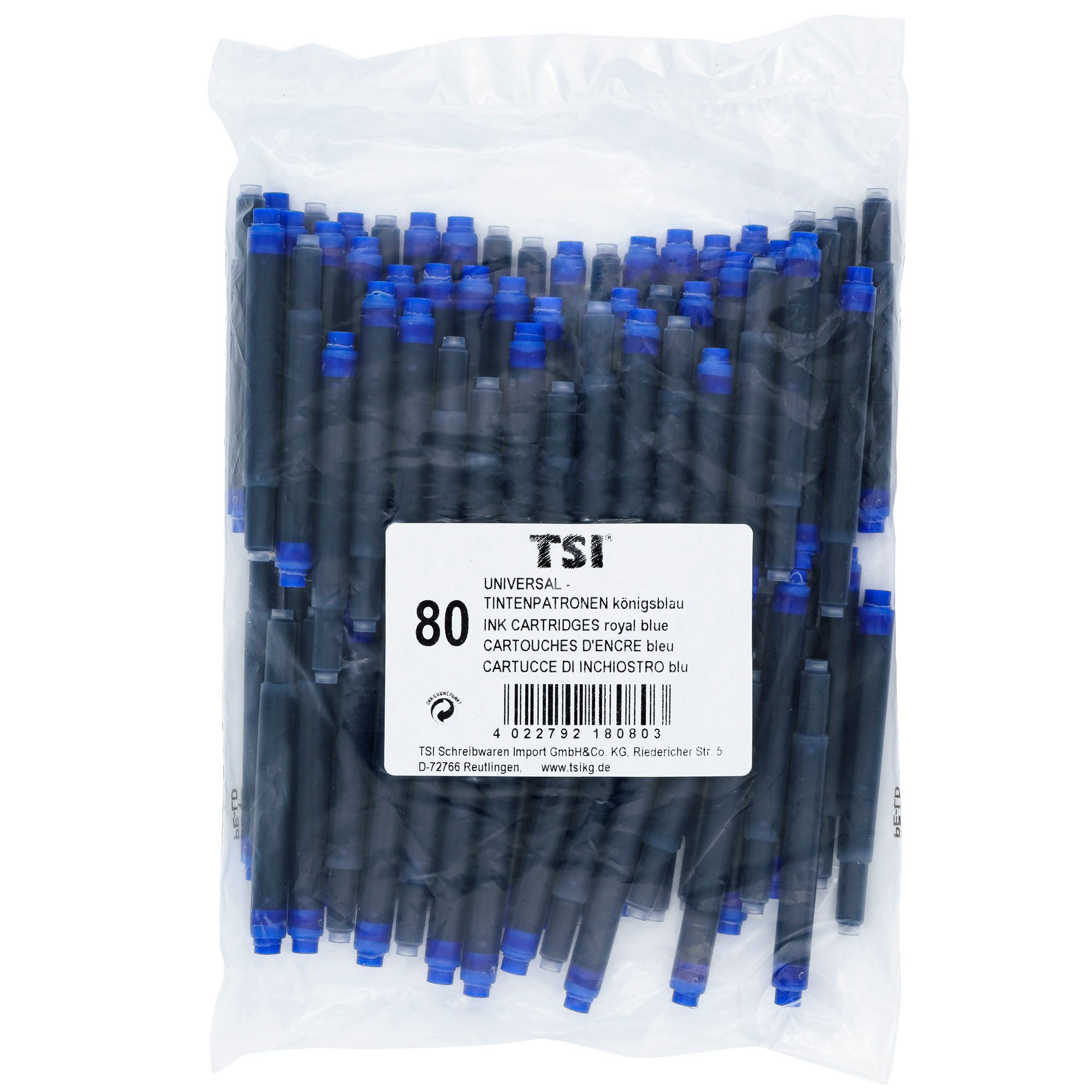 TSI Канцелярские товары Tintenpatronen Universal 80er, königsblau für Füller (Lamy, Pelikan us Tintenpatrone