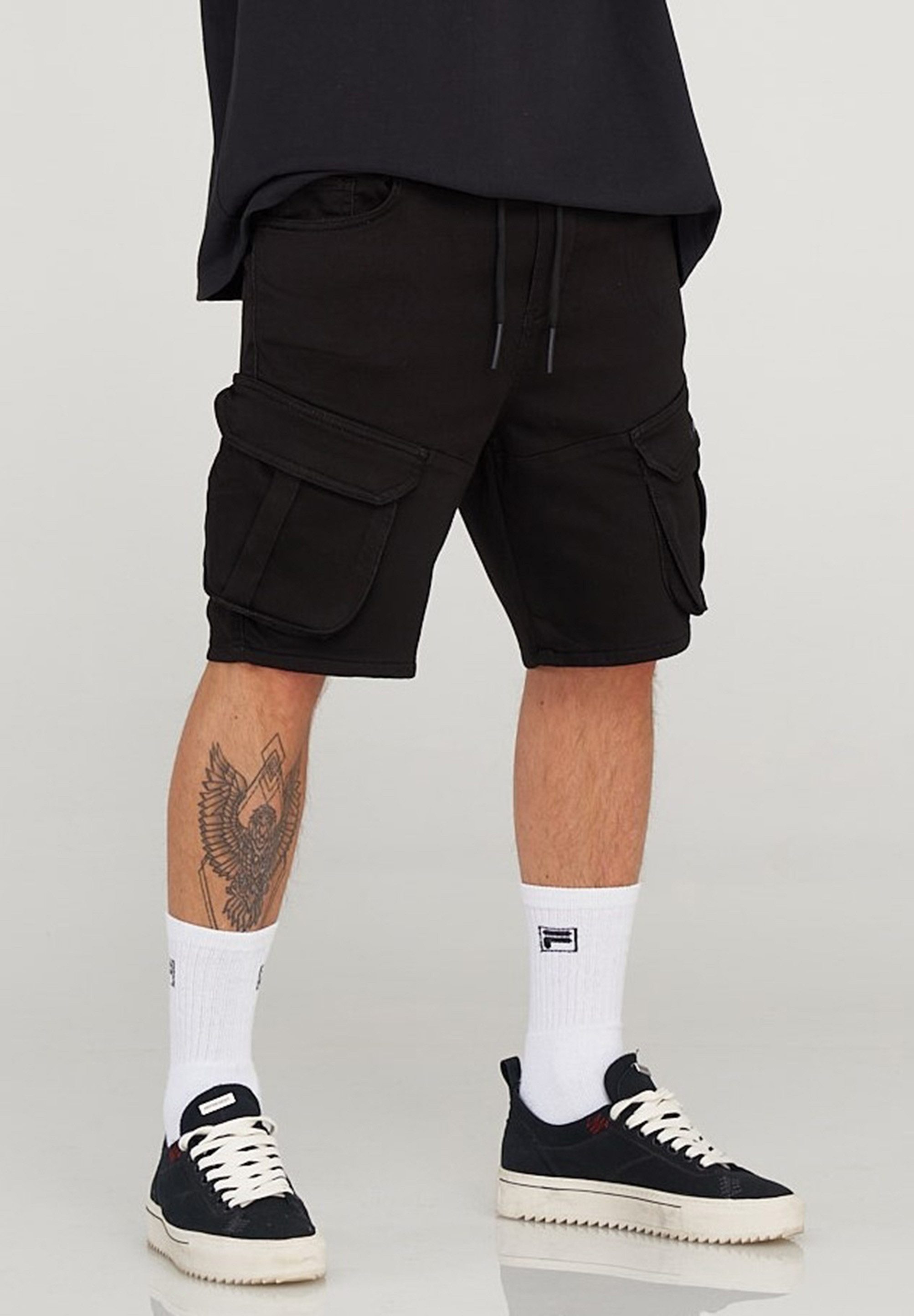 behype Cargoshorts Kurze Hose für Herren im Regular-Fit Mit Gummibund & Tunnelzug - Sommer-Shorts Bermuda