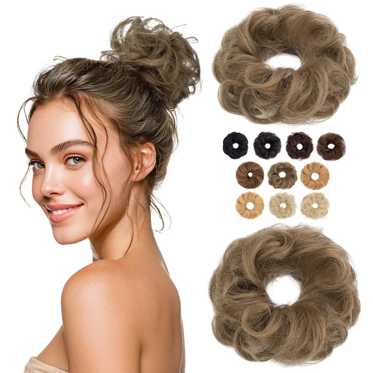 LuxusKollektion Echthaar-Extension Haarteil Dutt Gummiband Locken Echthaar Locke