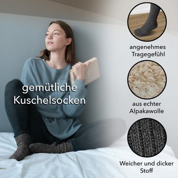 SILKMARKS Kuschelsocken Extra Dicke Alpaka Socken für Damen und Herren 4er Set Weich