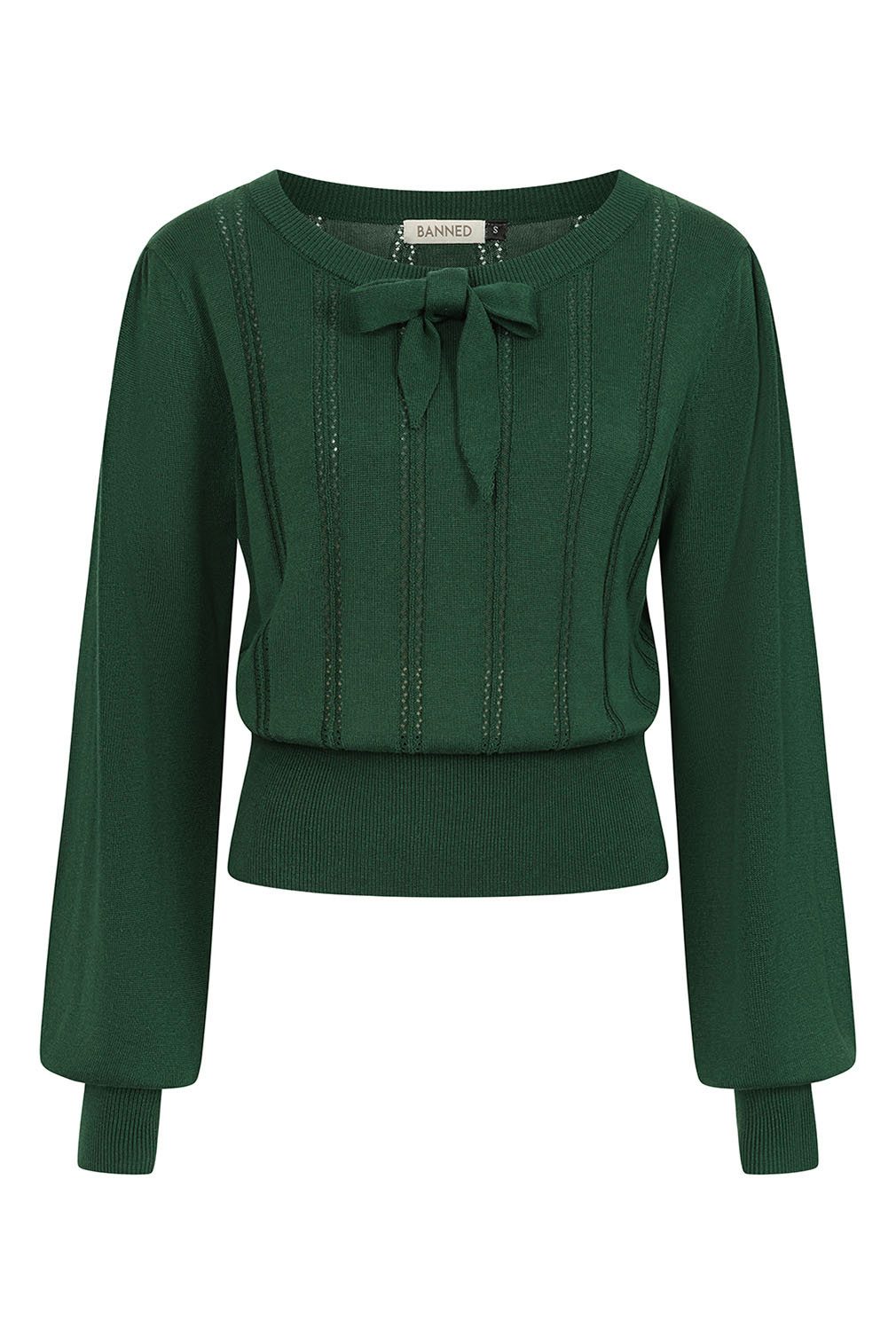 Banned Strickpullover Angel Pointelle Dunkelgrün Vintage günstig online kaufen