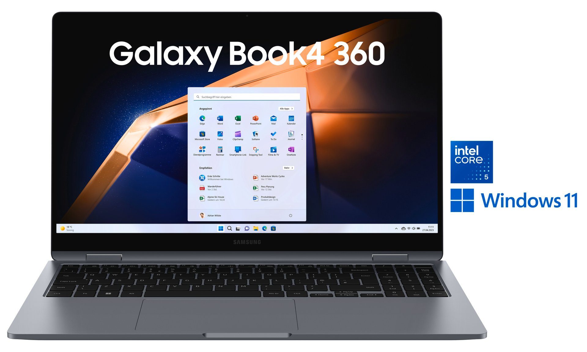 Samsung NP750Q Galaxy Book4 360 15'' Convertible Notebook (39,6 cm/15,6 Zoll, Intel Core 5, 256 GB SSD, Intel Core 5 120U Prozessor, 16 GB + 256 GB)