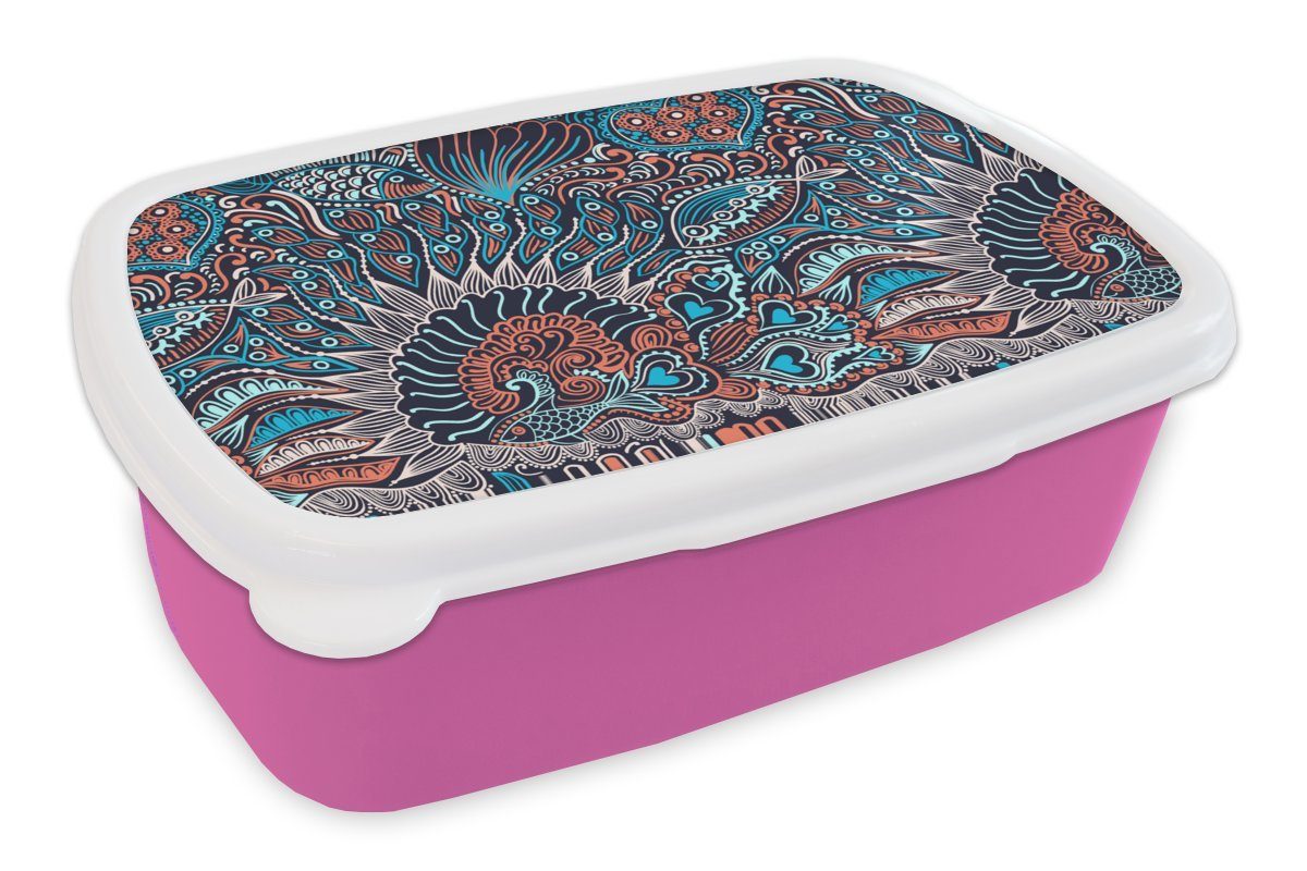 rosa Fisch Kinder, Unterwasser Brotdose - Koralle Erwachsene, Kunststoff, Brotbox Lunchbox (2-tlg), Mädchen, Abstrakt Kunststoff - Snackbox, für MuchoWow - - Muster,