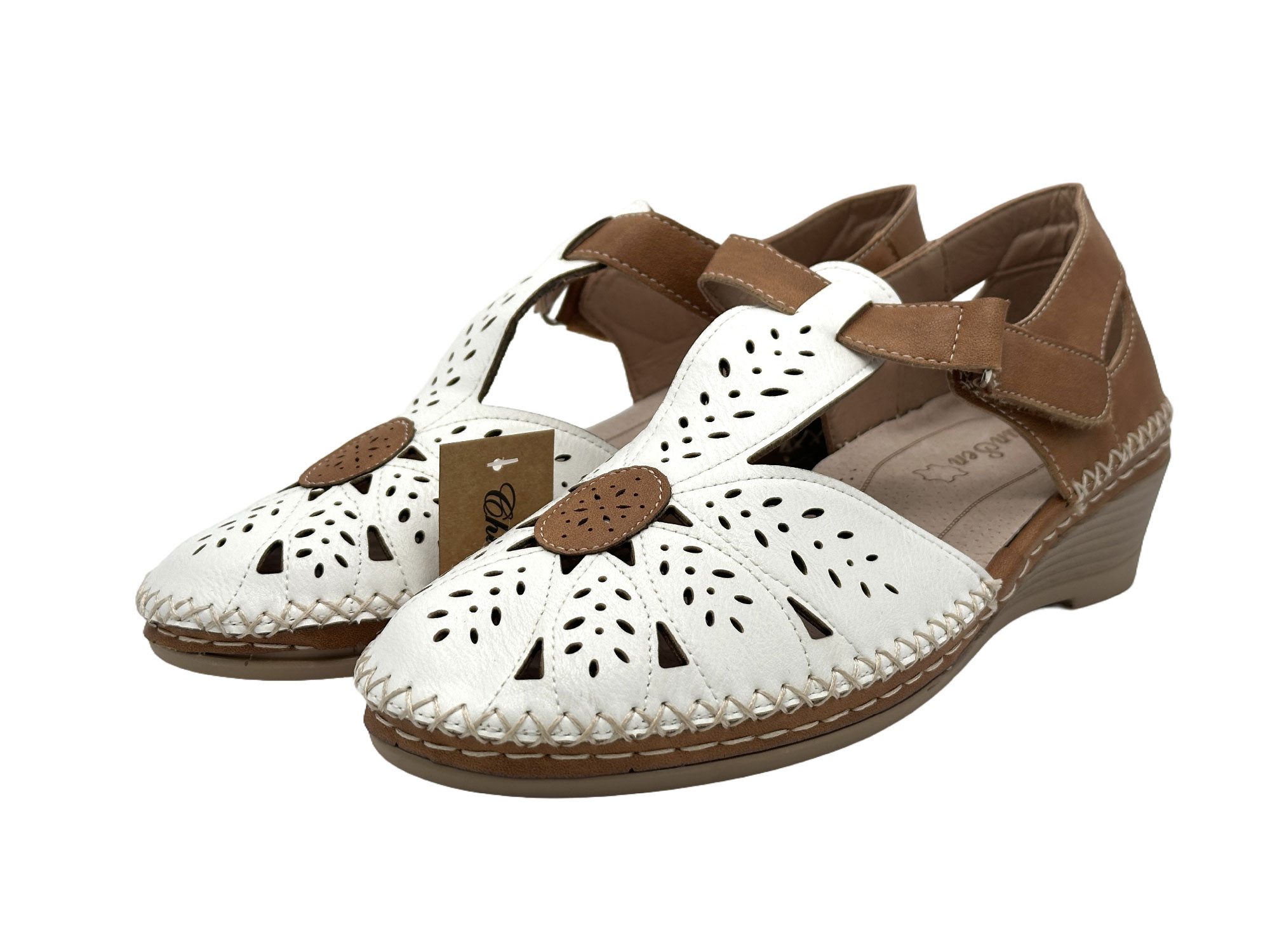 Nowaland Damen Komfort Sandalen mit Klettverschluss und Keilabsatz Sandale Atmungsaktiv, weich gepolstert, flexible Laufsohle