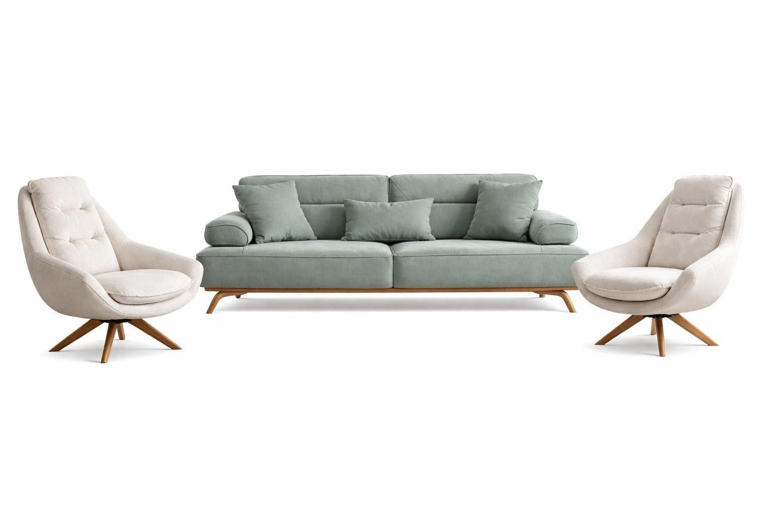 Xlmoebel Polstergarnitur Modernes Wohnzimmer Set in Grün mit komfortablen Design-Sesseln, (2-tlg), Made in Europa