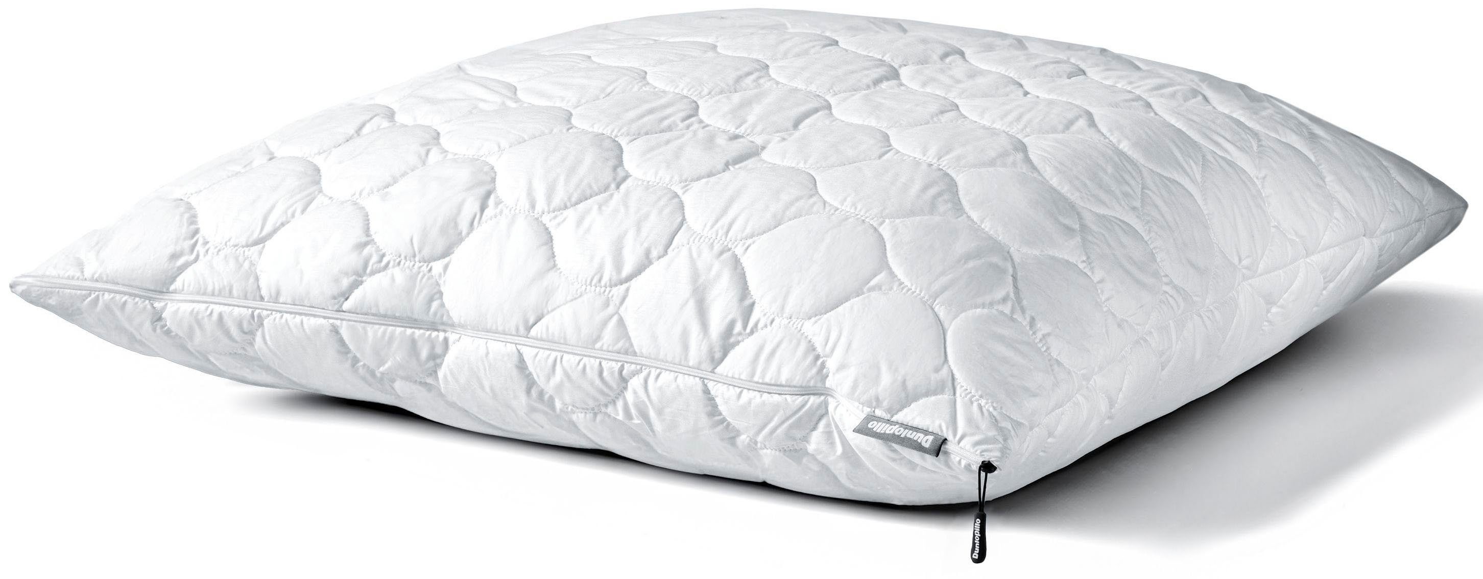 Dunlopillo Baumwollkissen Fusion 40x80 oder 80x80 cm, luftdurchlässig, Climate-Control-Bezug, Füllung: Polyester, Bezug: 100% Baumwolle, Bauchschläfer, Rückenschläfer, Seitenschläfer, Dunlofill® Helix-Micro-Faser, allergikerfreundlich, hohe Qualität