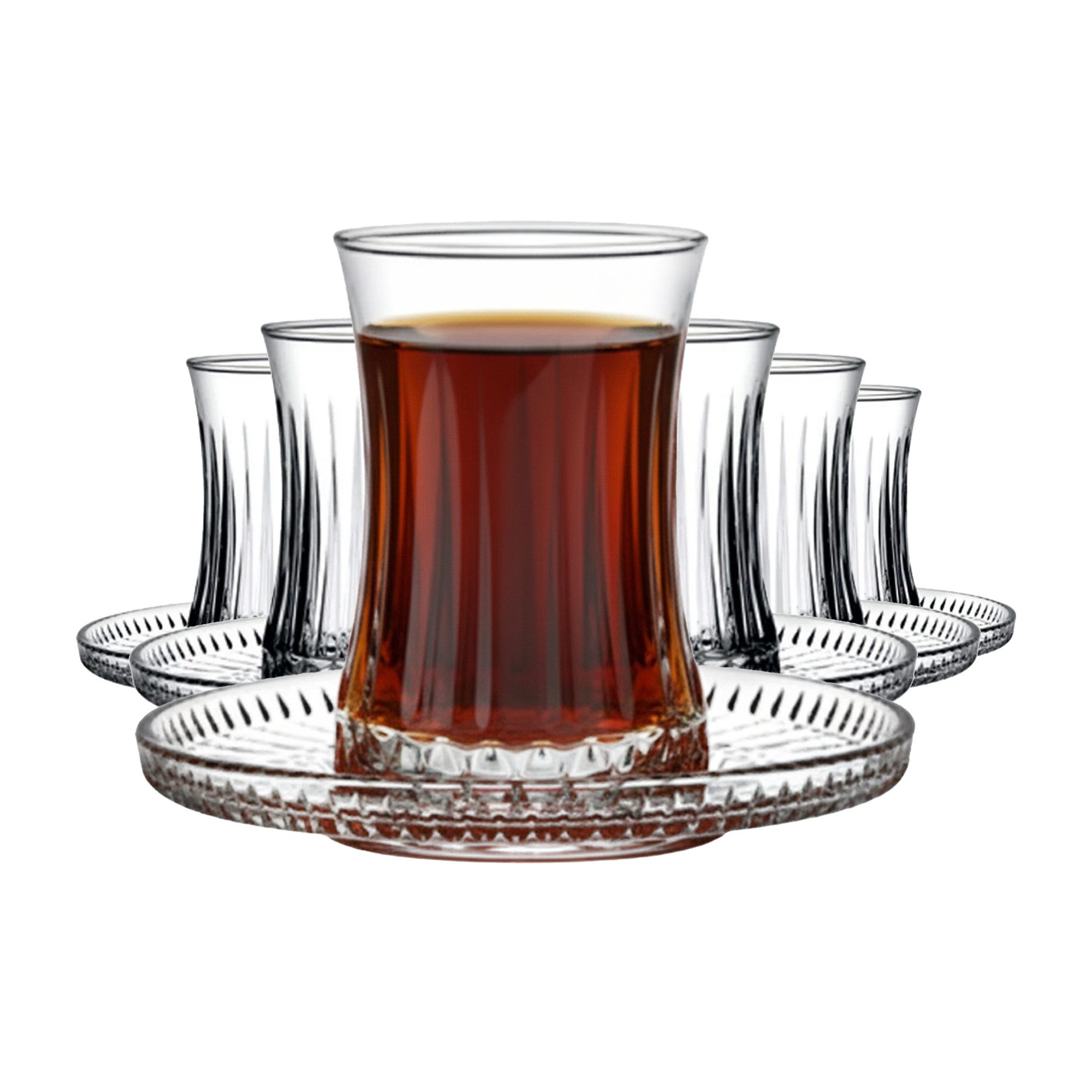 Pasabahce Gläser-Set Elysia Teegläser-Set, 6-tlg., Glas, 12-tlg. Set, 170ml, ideal für schwarzen Tee, Kräutertee