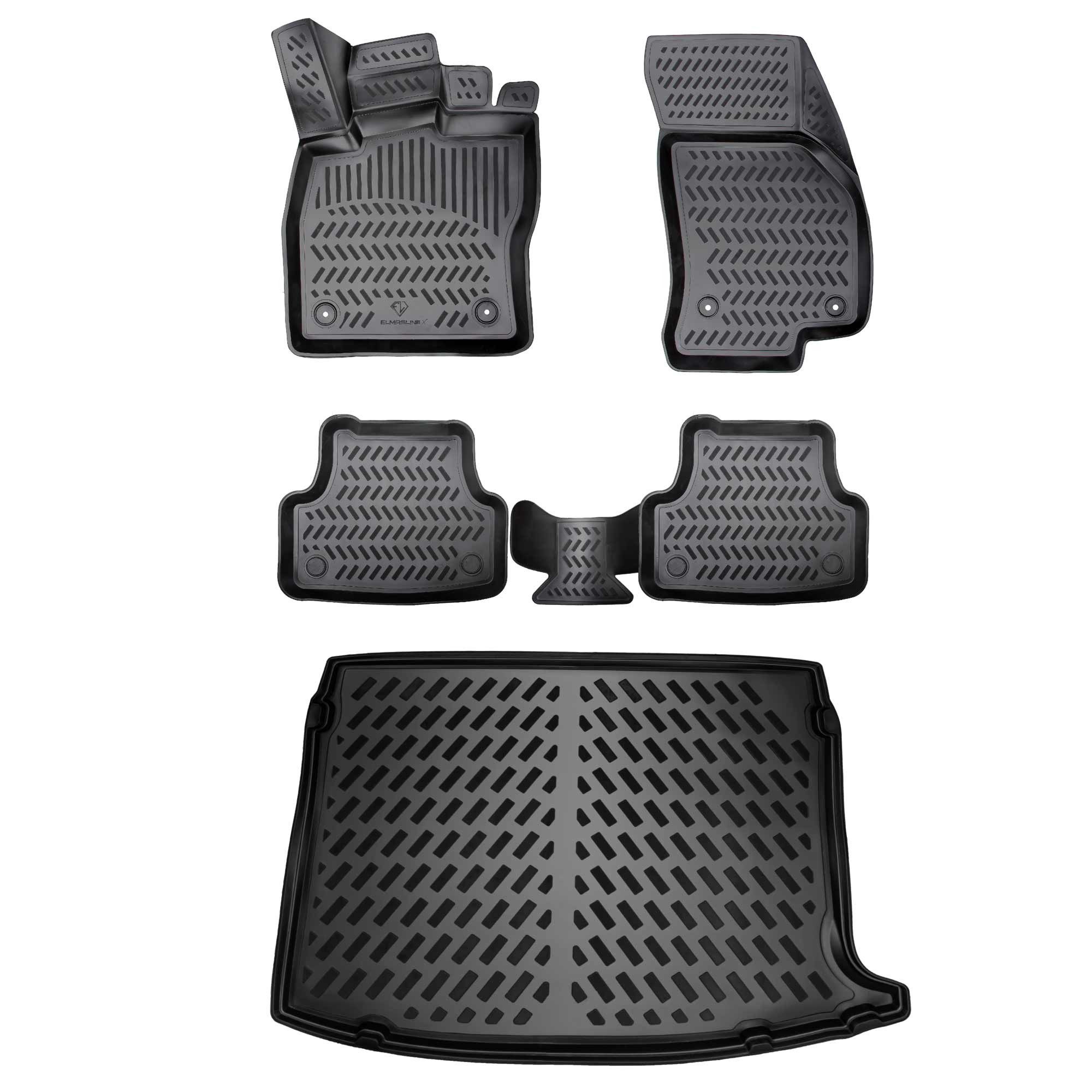 ELMASLINE Auto-Fußmatten & Kofferraumwanne Set für VW TAIGO 2021-2026 [1. Gen] - Geruchlos, für VW Taigo - Extra hoher Rand für mehr Schutz