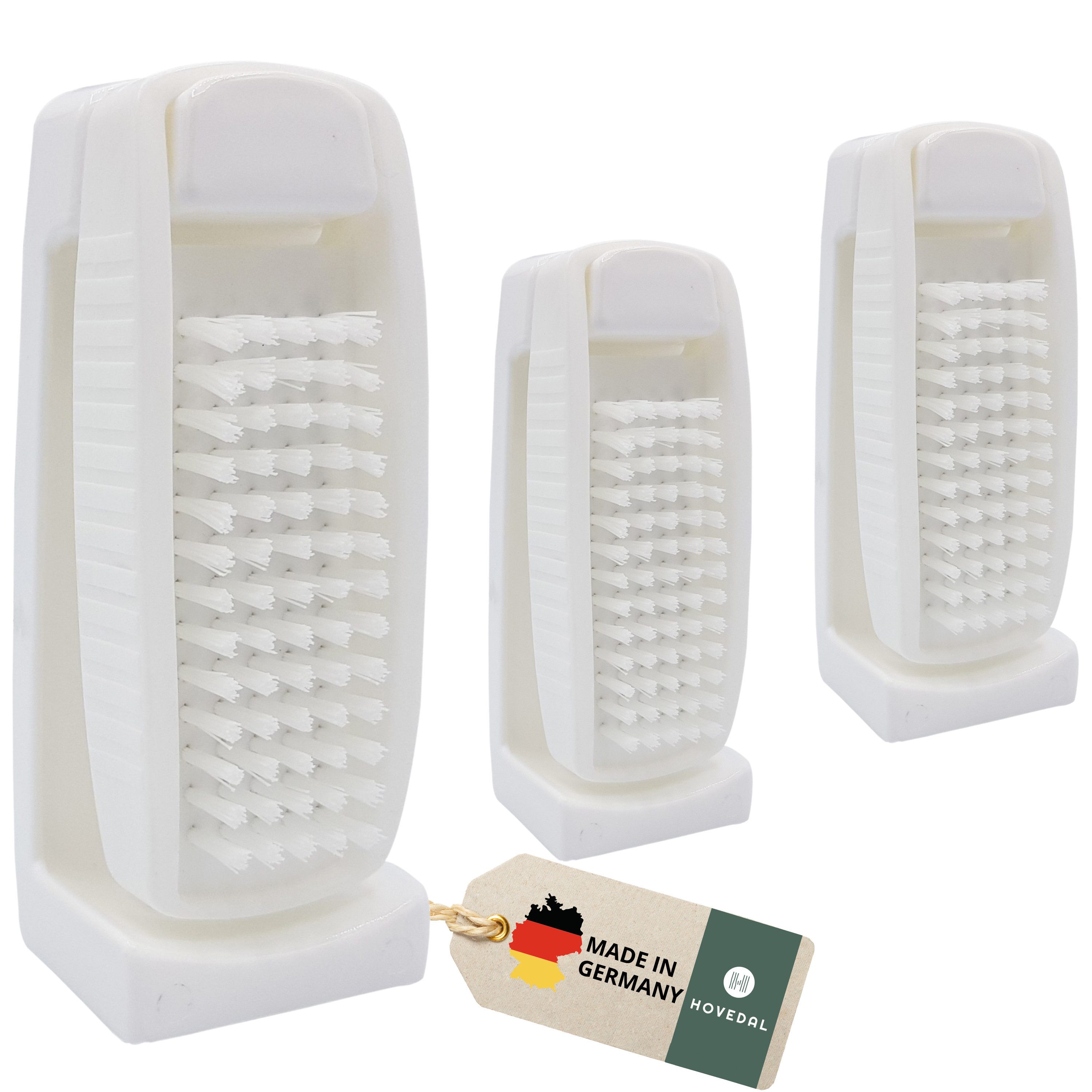 Hovedal Nagelbürste 3er Set Nagelbürste mit Halterung, Handwaschbürste mit Wandhalterung, Handbürste zum Aufhängen, Nagelbürsten mit Halter, Bad Waschbürste