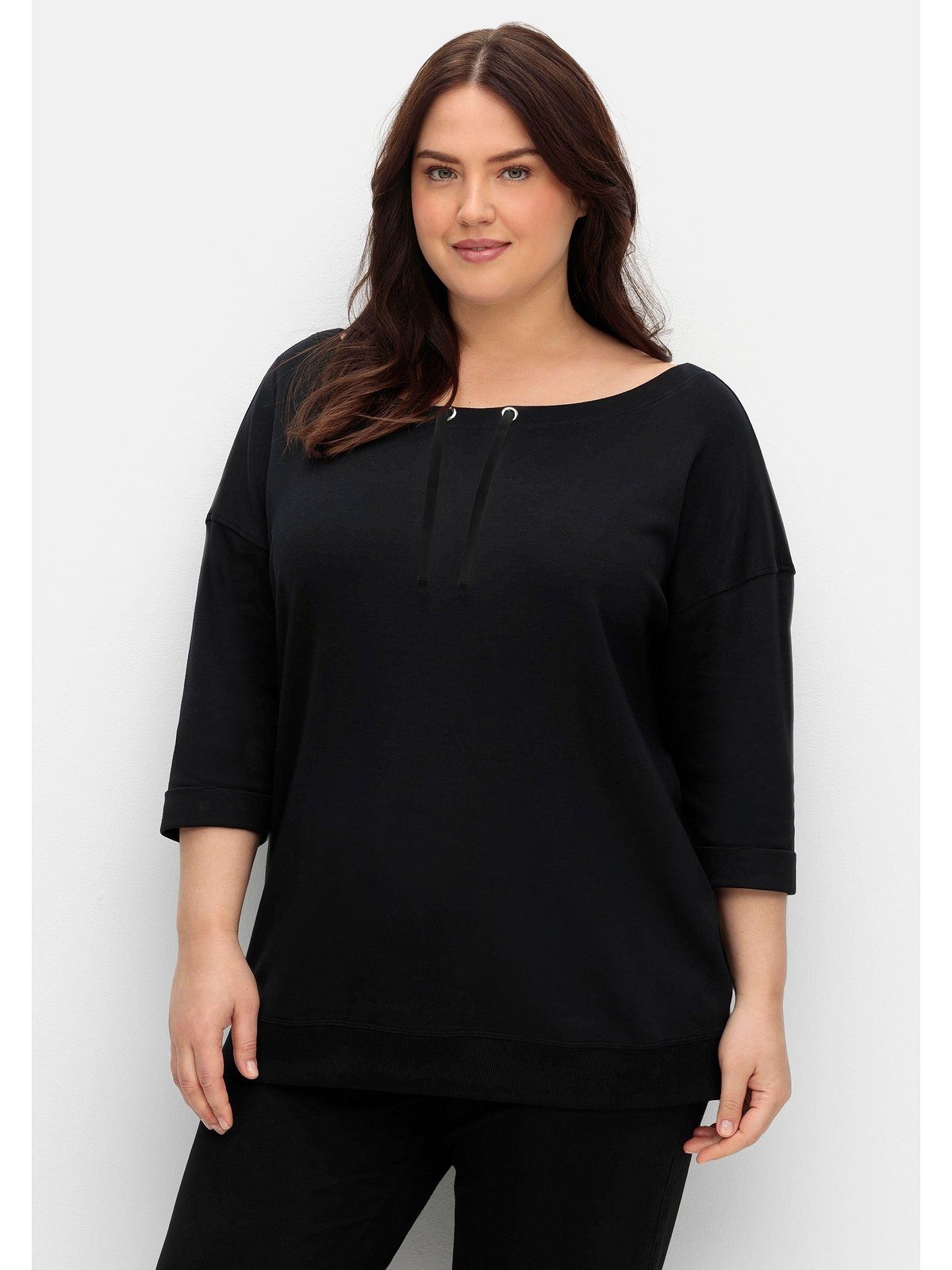 Sheego Sweatshirt Große Größen mit Bindebändchen | T-Shirts