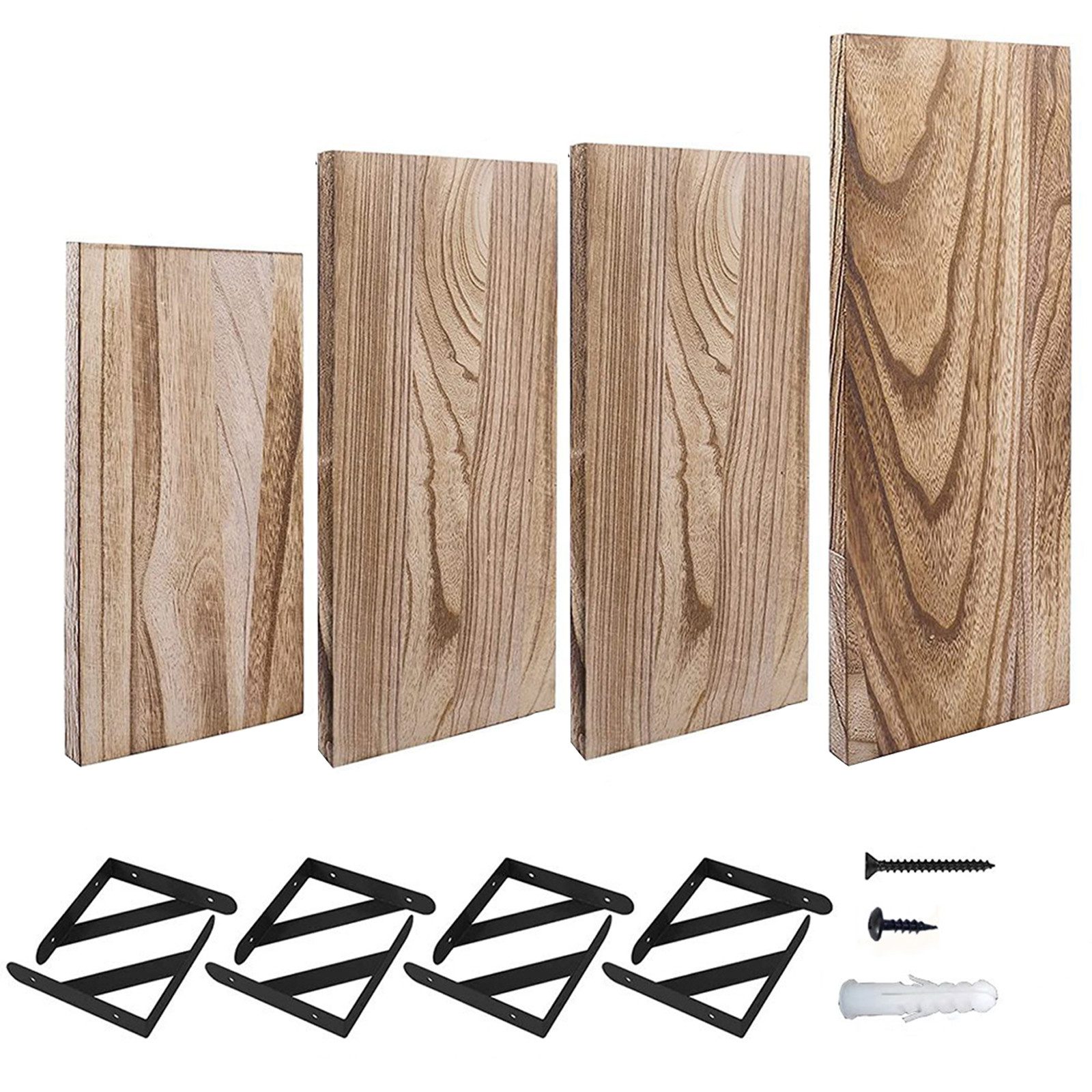 HAUSS SPOLE Wandregal 4er-Set Schweberegale Wandregale Wandaufbewahrung Bücherregale, Wandboard Badezimmerregal Schweberegale Bücherregale Hängeregale 4-tlg., Massivholz Regale Küche Wohnzimmer Schlafzimmer Pflanzen CDs Deko usw