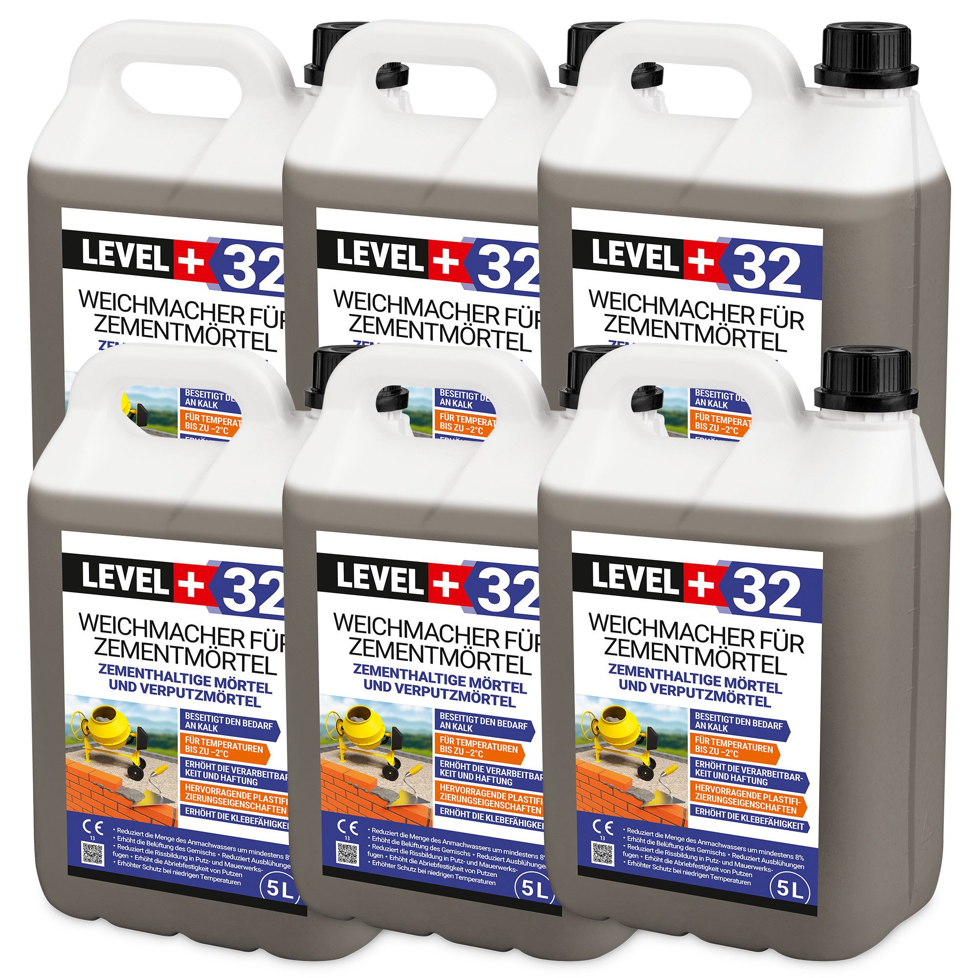 Level+ Beton Weichmacher für Mörtel Kalk in Mauer- und Putzmörteln L+32 - 30L 36