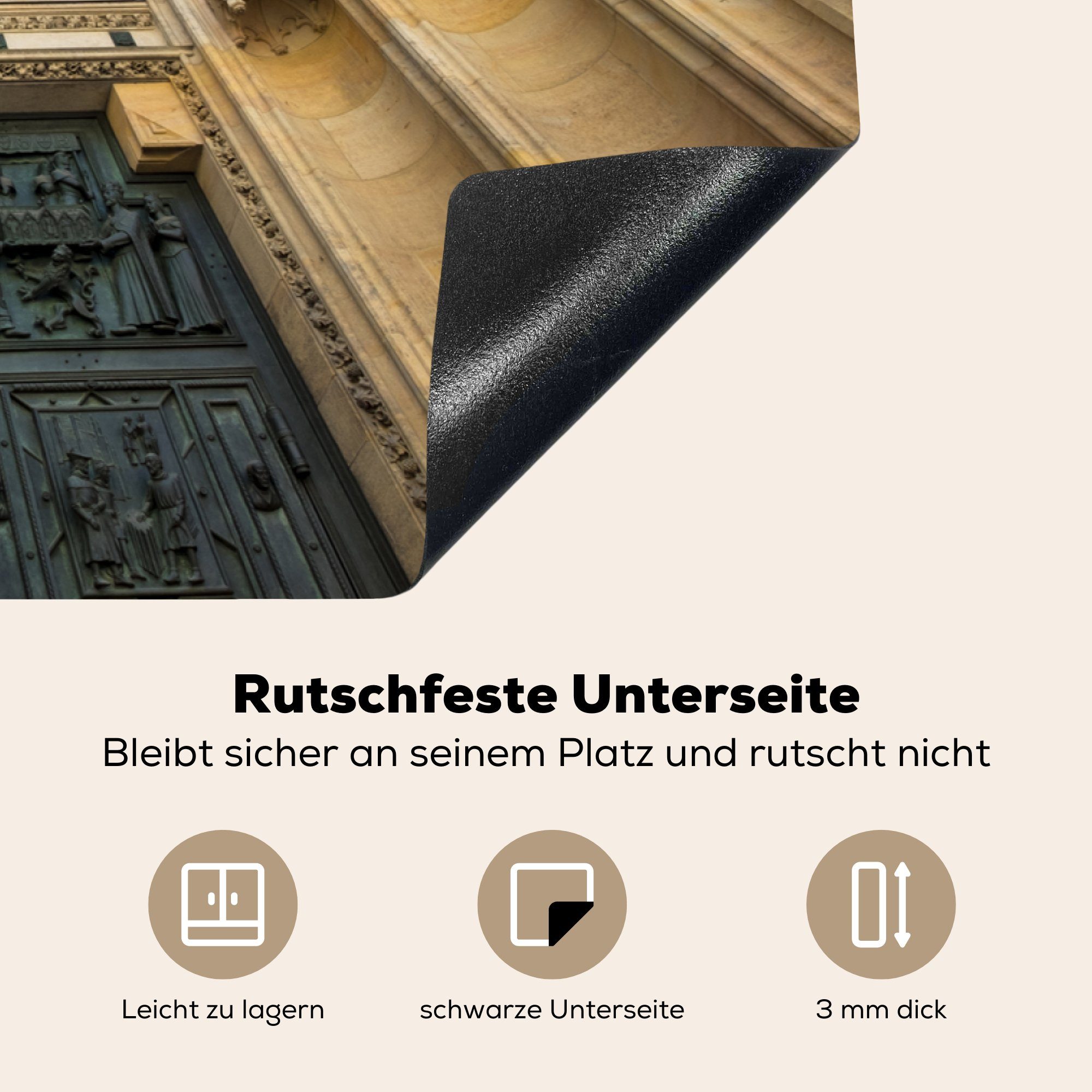 MuchoWow Herdblende-/Abdeckplatte Gotische Prag, Induktionskochfeld tlg), für Ceranfeldabdeckung Kathedrale Schutz cm, (1 küche, die 81x52 Vinyl