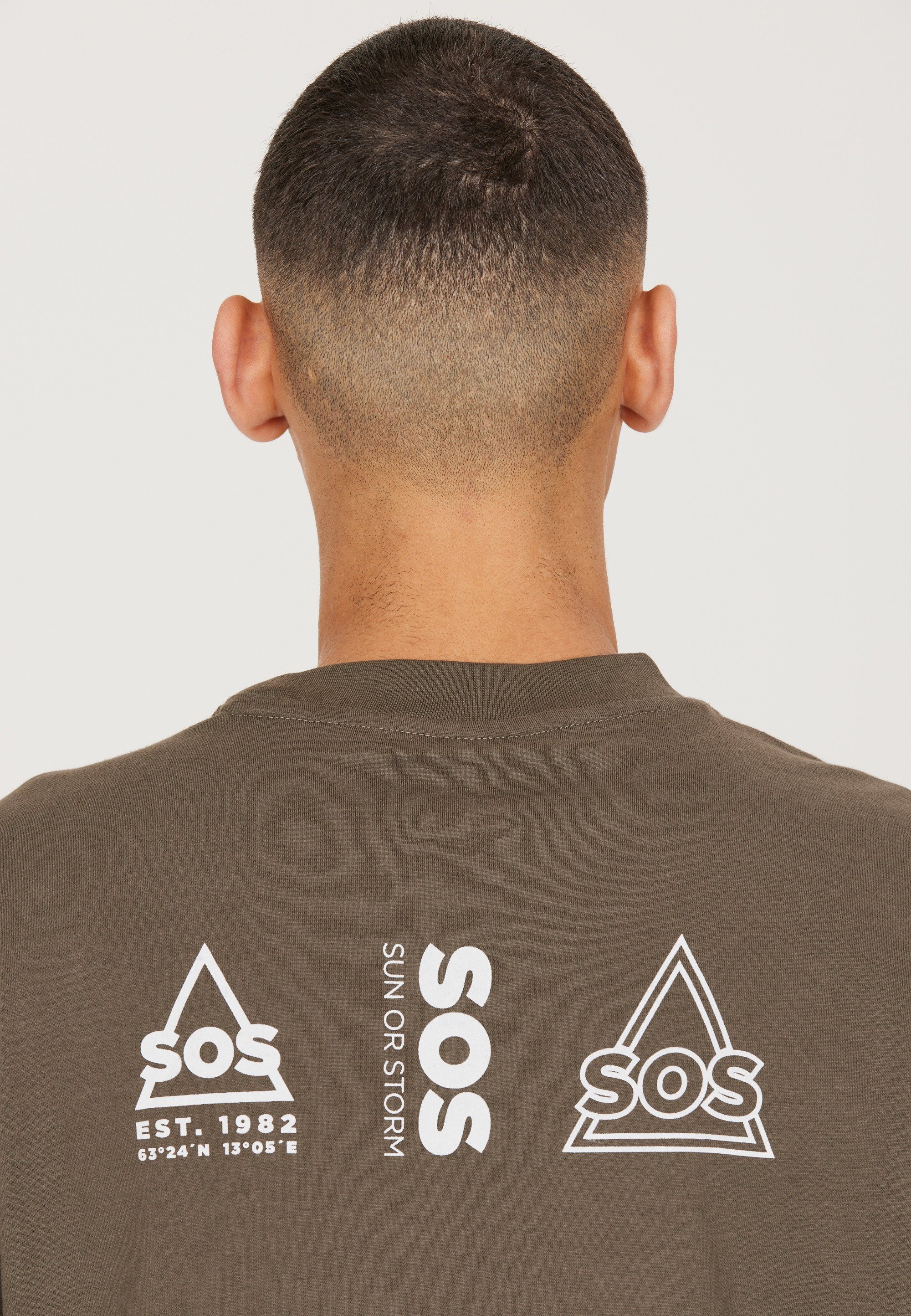 Funktionsshirt Dolomiti SOS stylischem khaki mit Logo-Design
