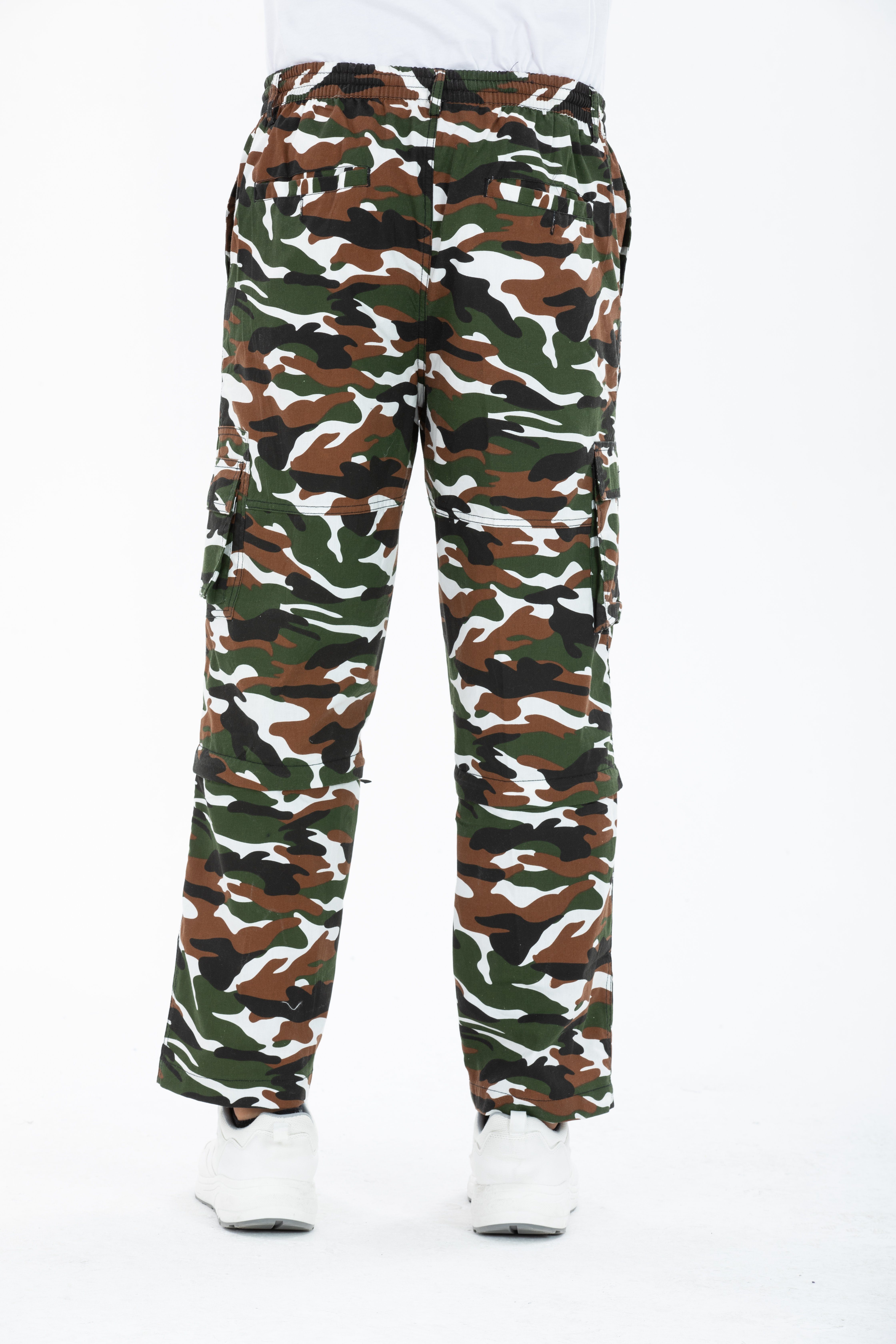 Kendindza Collection Cargohose Zipp Off Cargohose Dehnbund Arbeitshose Feldhose Bundeswehr Cargo Hose elastischer Gummibund Tarnhose Bundhose Camouflage – Bild 4 von 5