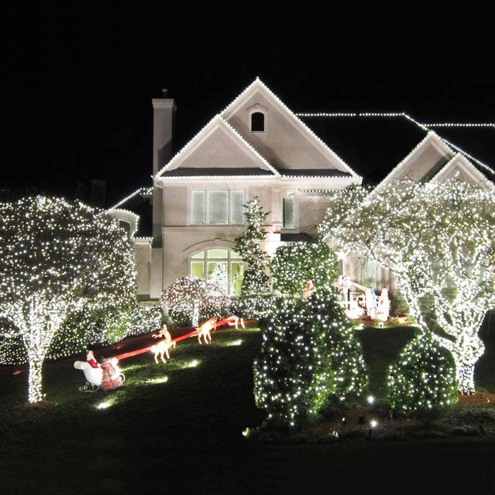 10-100M Außen Weihnachten LED Rosnek Party, 100-2000 LED-Lichterkette Weiß Beleuchtung, Lichterkette Wasserdicht