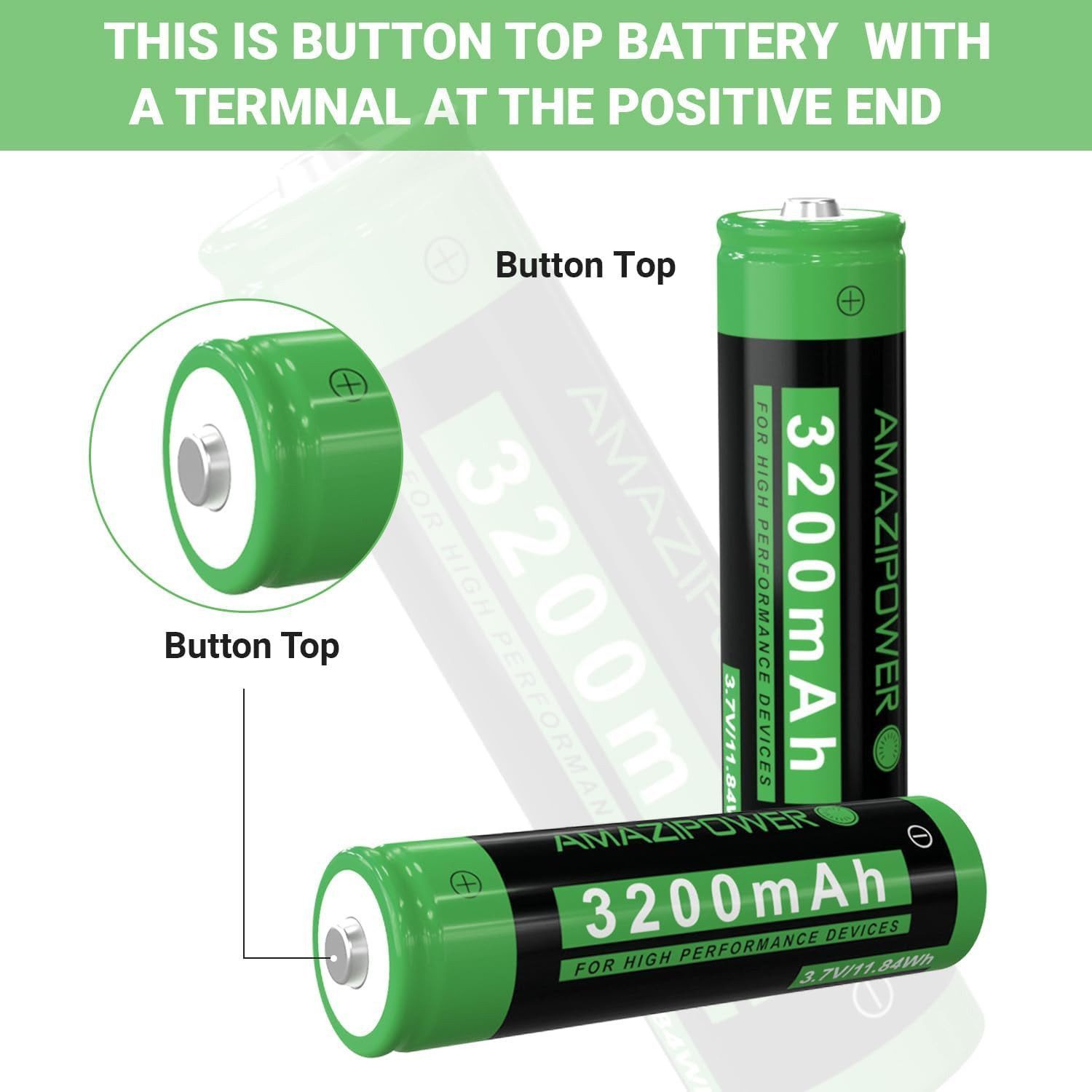 LA CUTE 3200mAh NiMH Akku 3,7V Wiederaufladbar, LED-Stirnlampen Vape Akku 18650 Akku Li-Ion 18650 3200 mAh (3,7 V, 2 St), Hohe Kapazität, Mehrfachschutz, langlebig, umweltfreundlich
