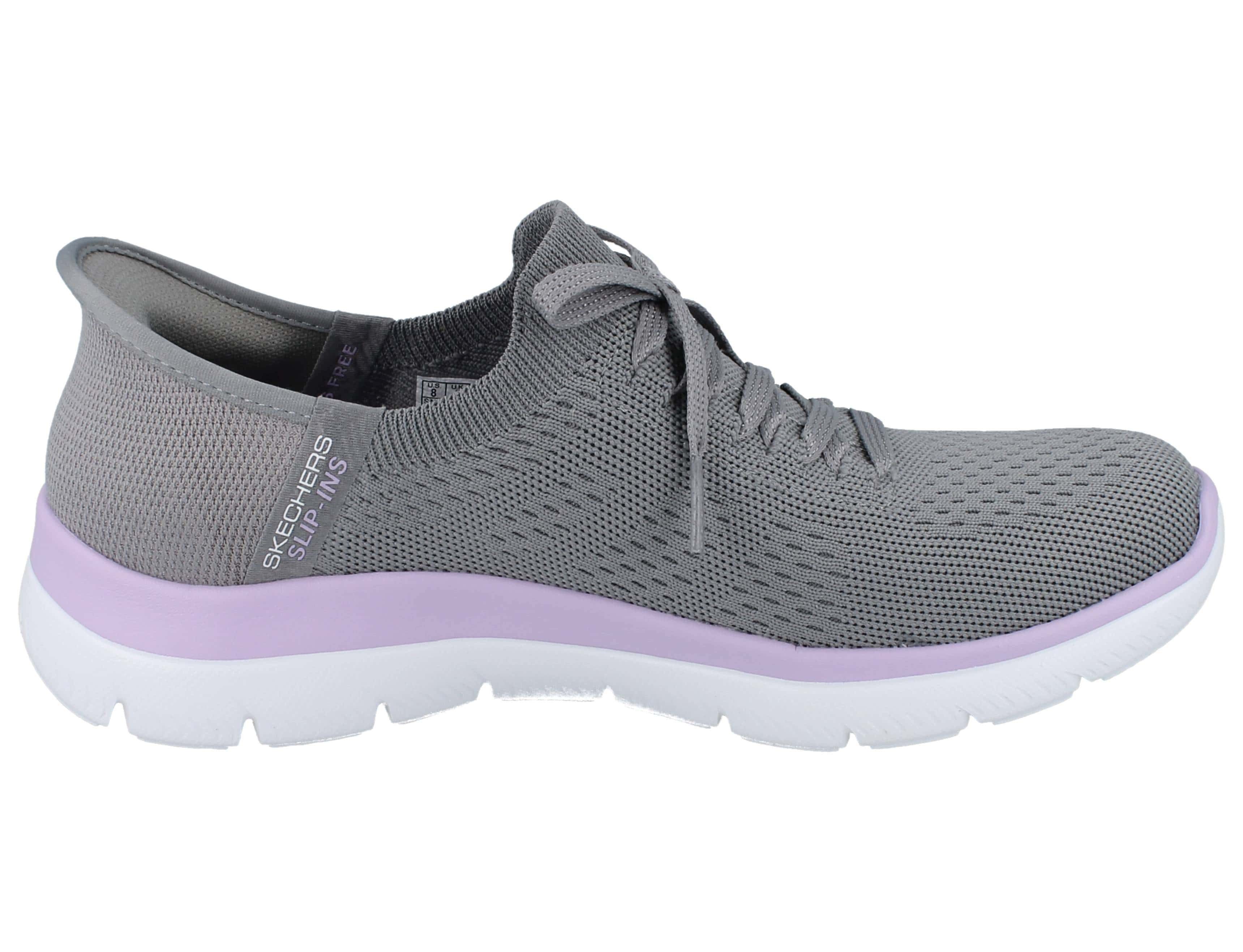 Skechers SKECHERS Slip-Ins Damen Schlupfsneaker grau lila Textil vegan - Slipper Vegan
