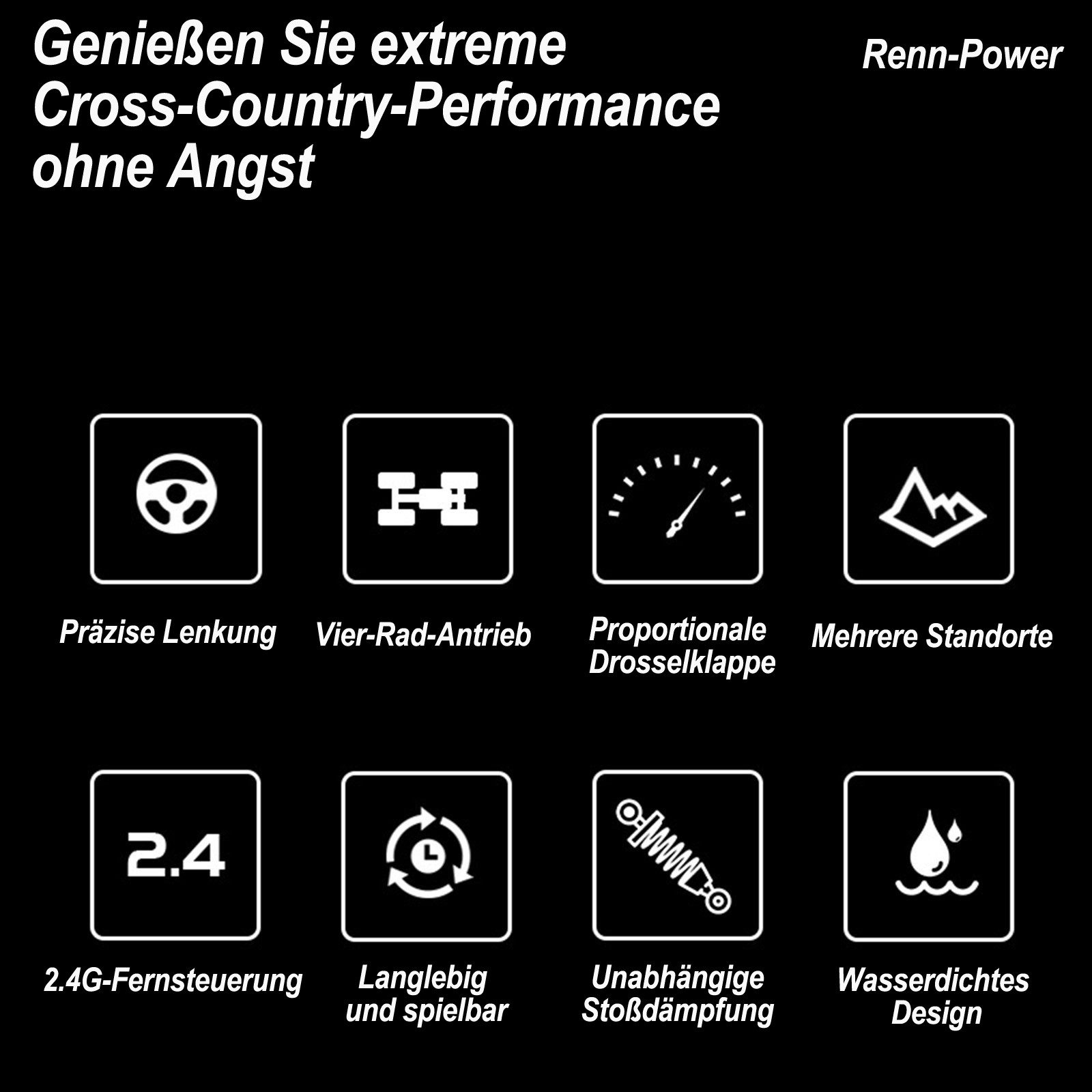 Esun RC-Auto Ferngesteuertes Auto, 1:16 RC Auto Offroad, 40km/h Gebürsteter RC Car (Set, Komplettset), 2,4 GHz Fernsteuerung Auto für Erwachsene und Kinder ab 8 10 Jahre