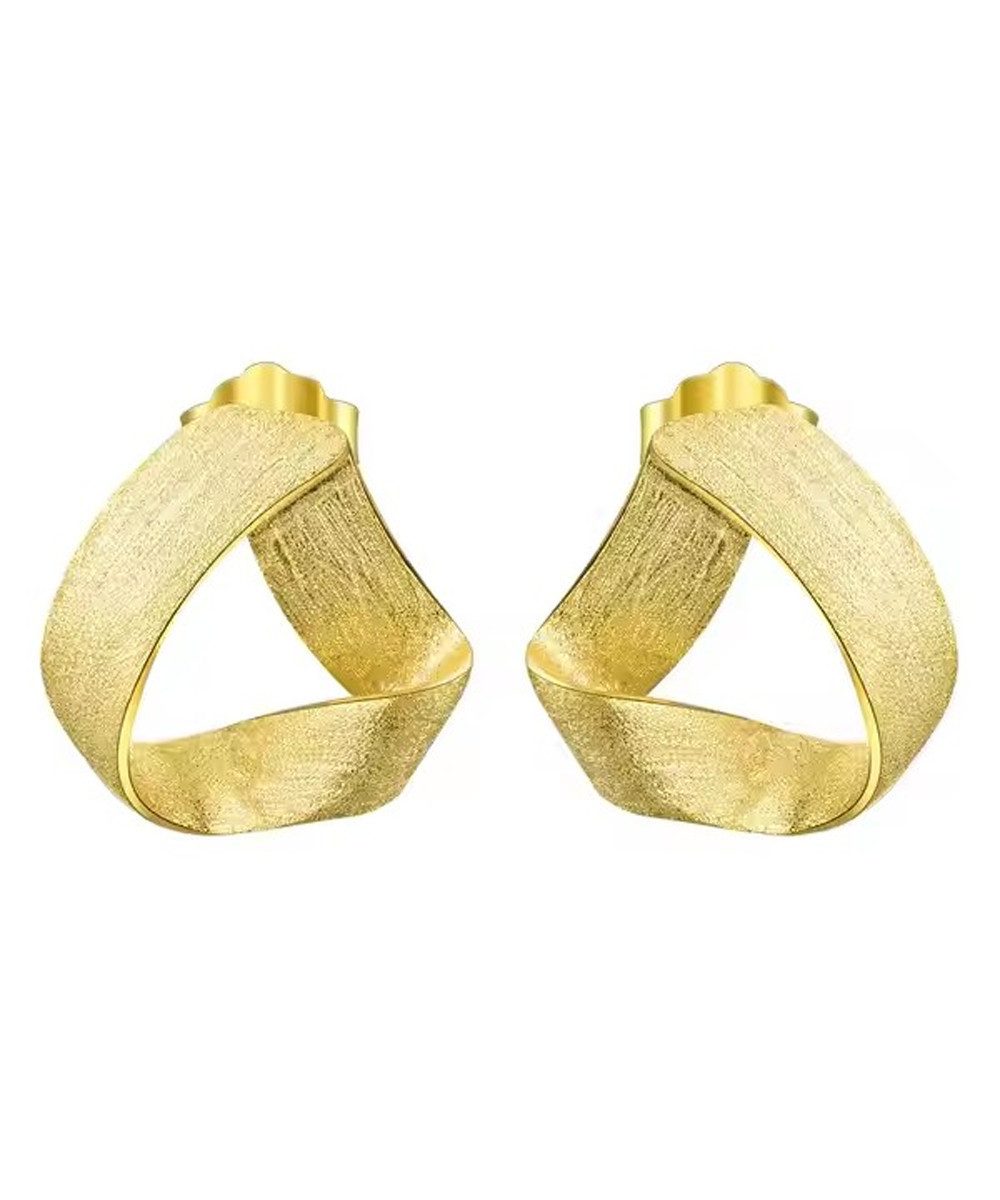 Paar Ohrstecker große elegante Dreieck Ohrstecker, 925er Silber, 18K Gold