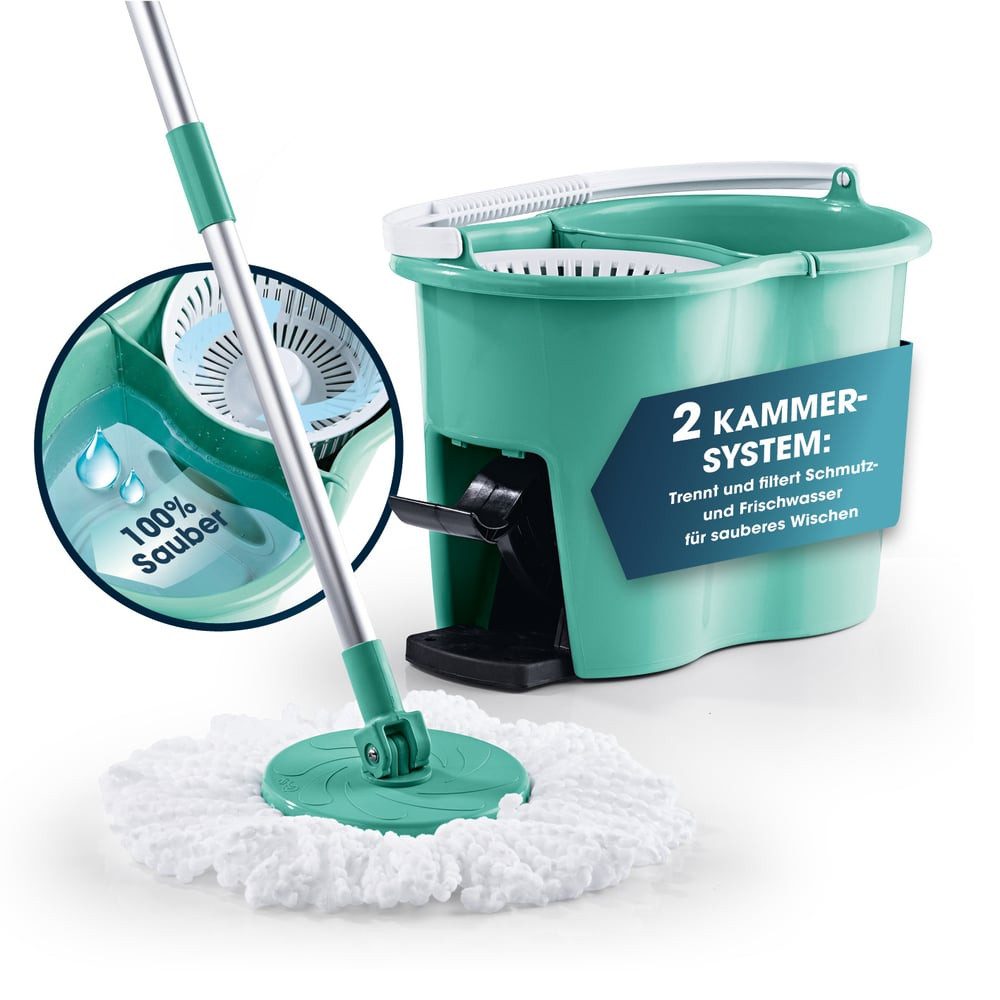 CLEANmaxx Wischmopp Zwei-Kammer-Filtersystem, mit Fußpedal einfach Boden Laminat Parkett Fliesen wischen