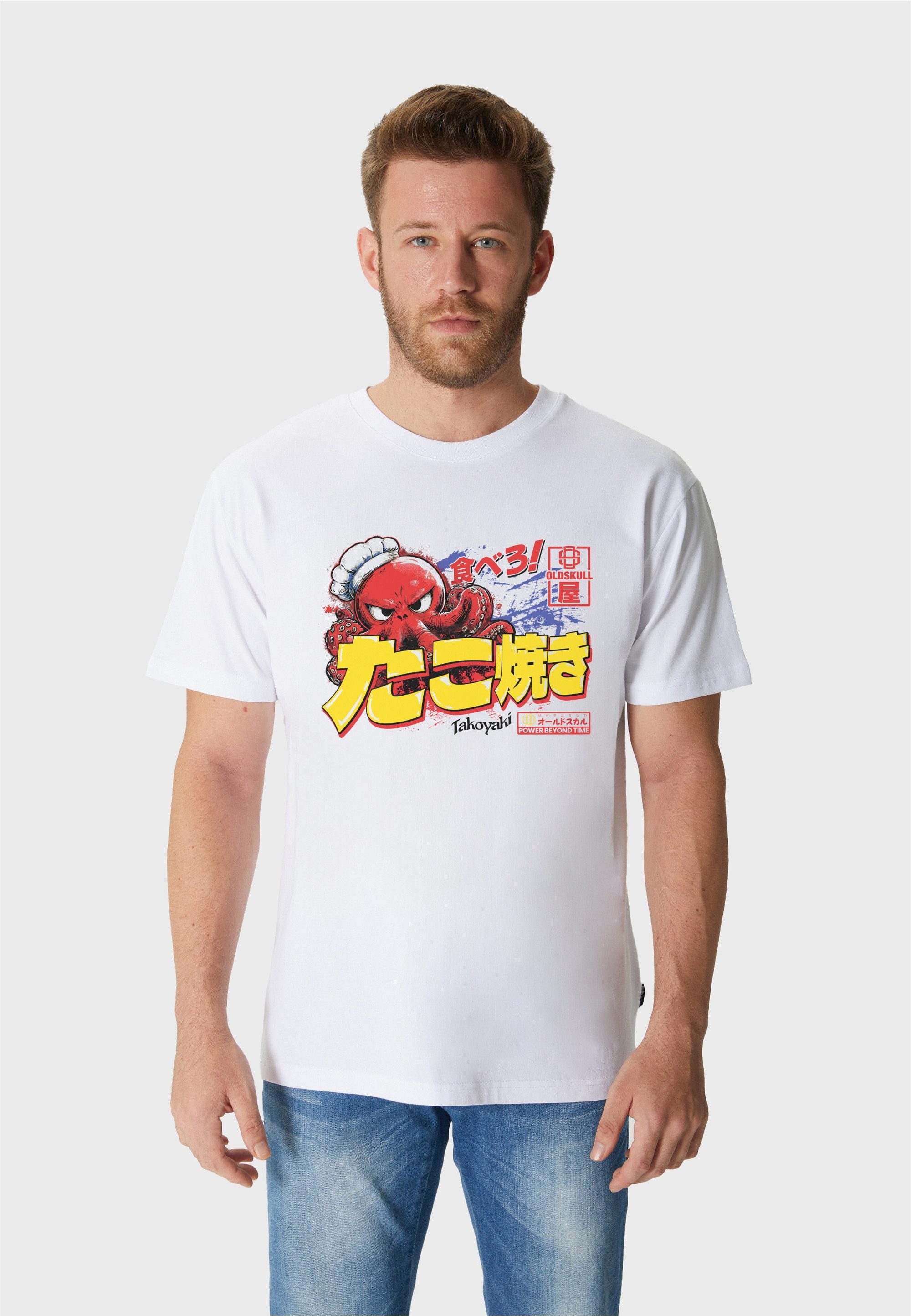 Oldskull T-Shirt Asian Takoyaki Octopus Graphic mit großem Takoyaki-Fotodruck