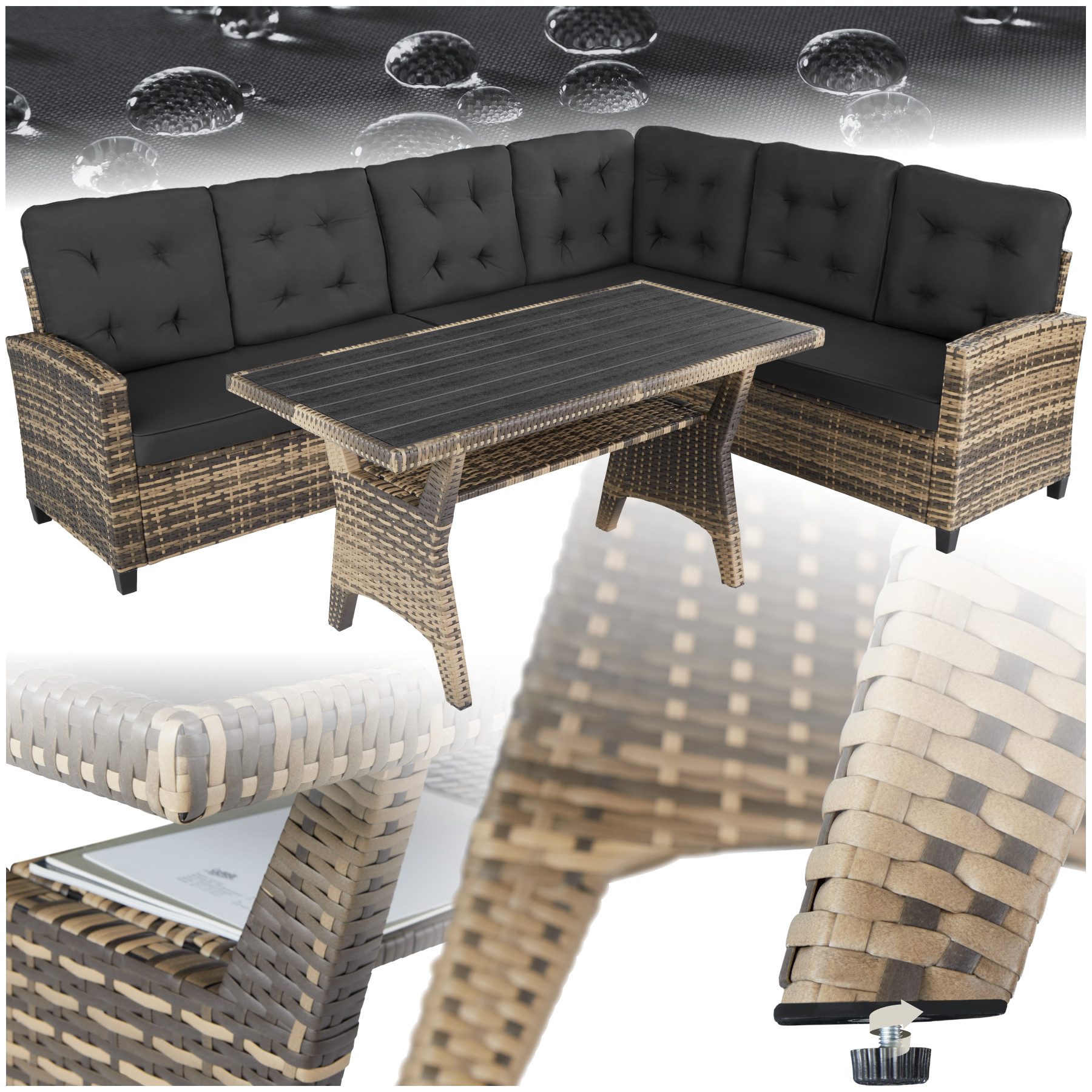 tectake Loungeset Rattan Lounge, (Set., 3-tlg), günstig online kaufen