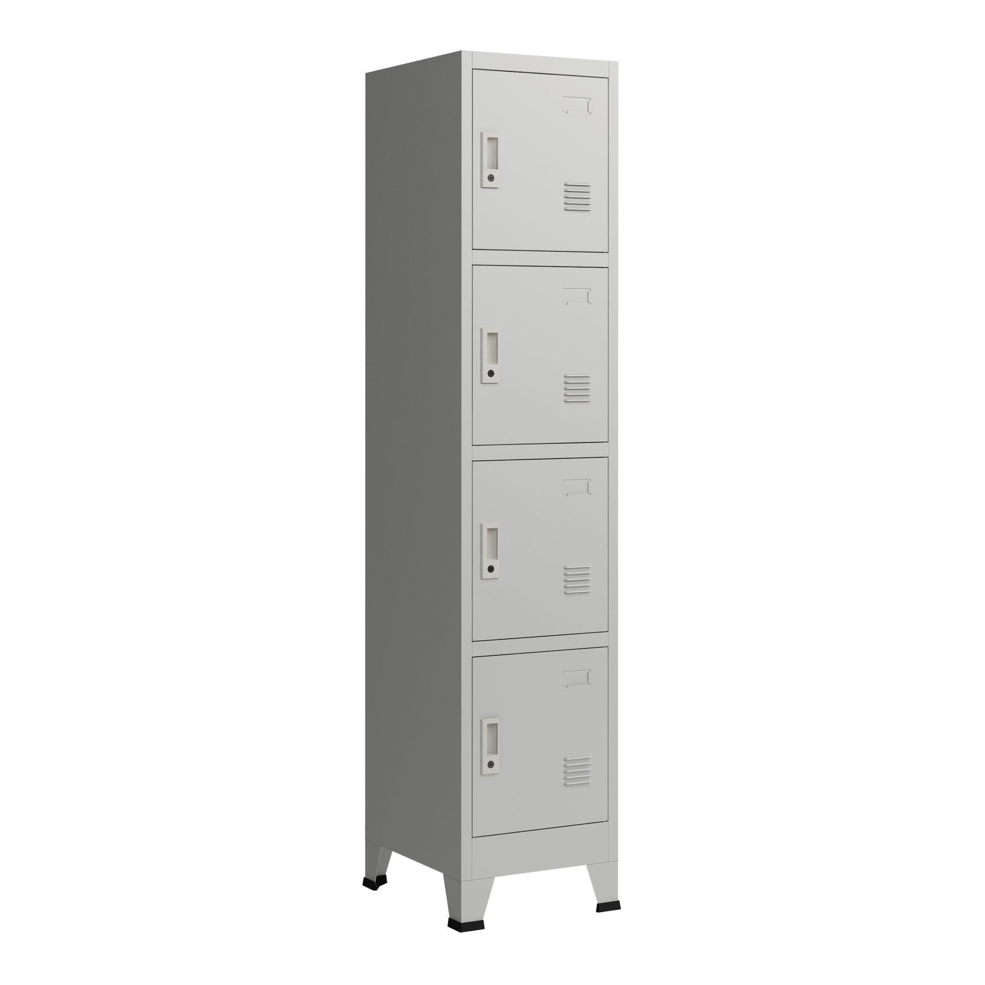en.casa Fächerschrank »Joroinen« Schließfachschrank mit 4 Türen Stahl 180x38x45 cm Grau