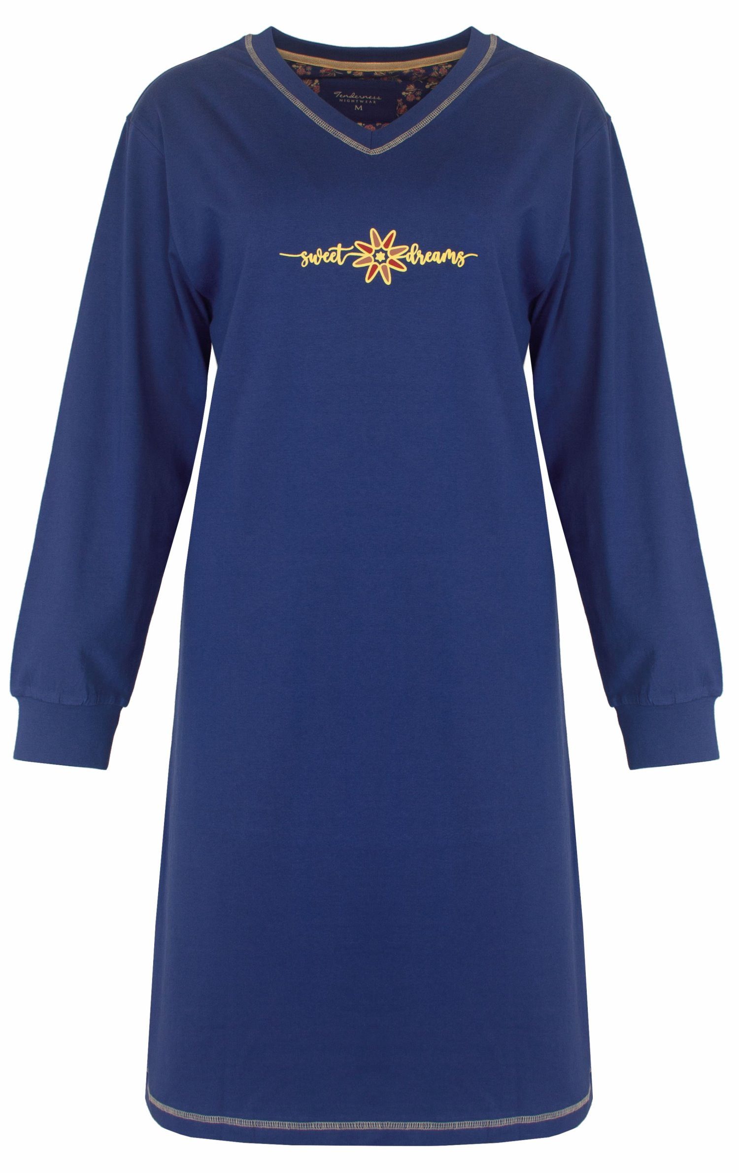 Tenderness Nachthemd Damen Schlafshirt mit langem Arm (1-tlg) Baumwolle