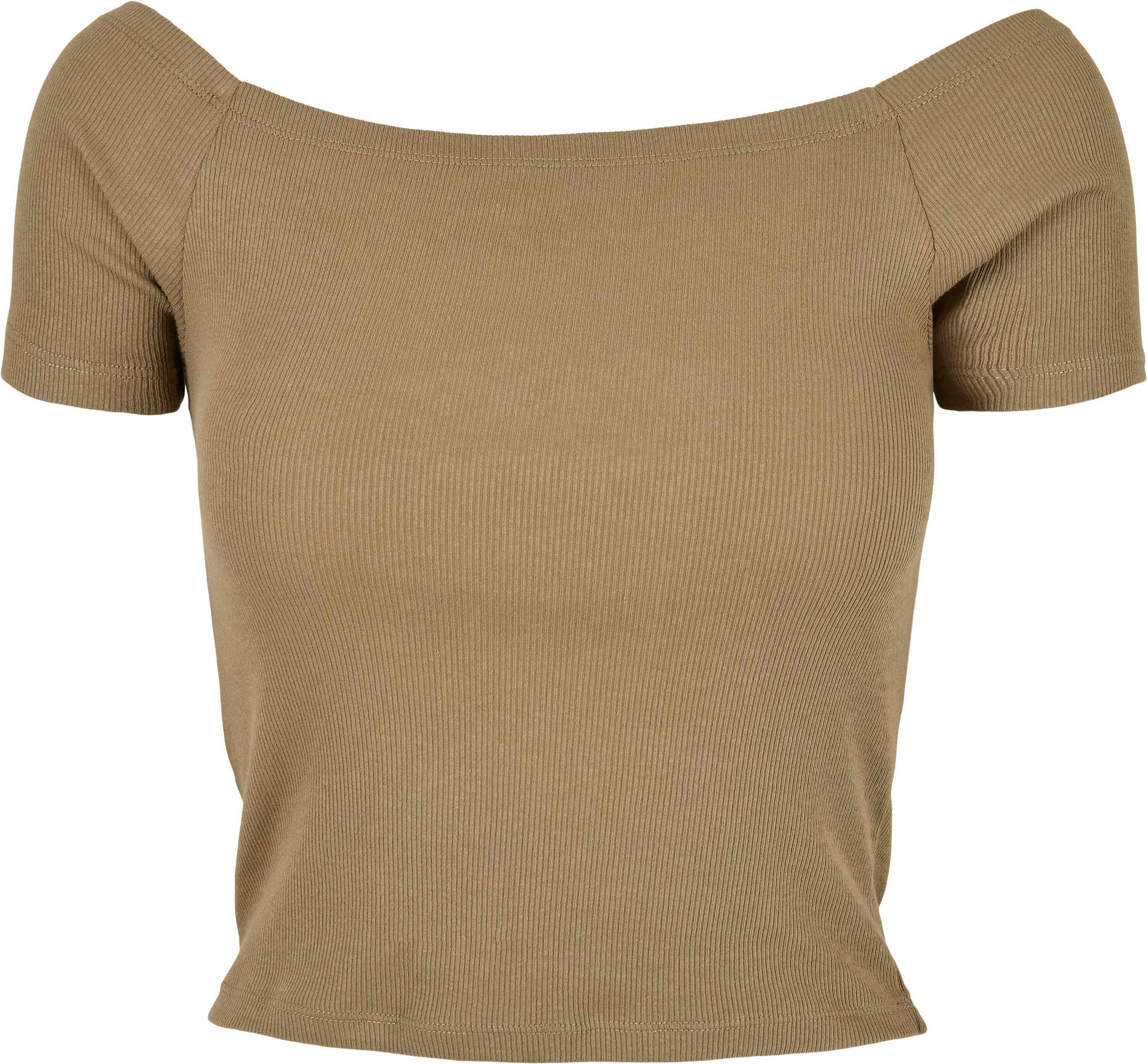 Rib CLASSICS khaki (1-tlg) Tee URBAN Shoulder Damen T-Shirt Ladies Off