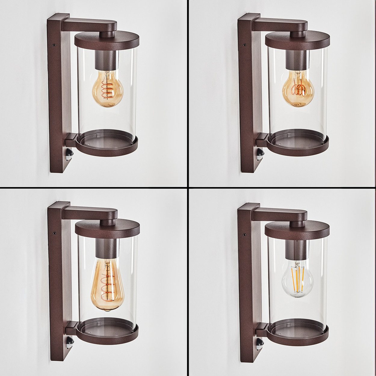 hofstein Außen-Wandleuchte Außenwandlampe mit Bewegungsmelder aus Metall/Glas in Rost/Klar, ohne Leuchtmittel