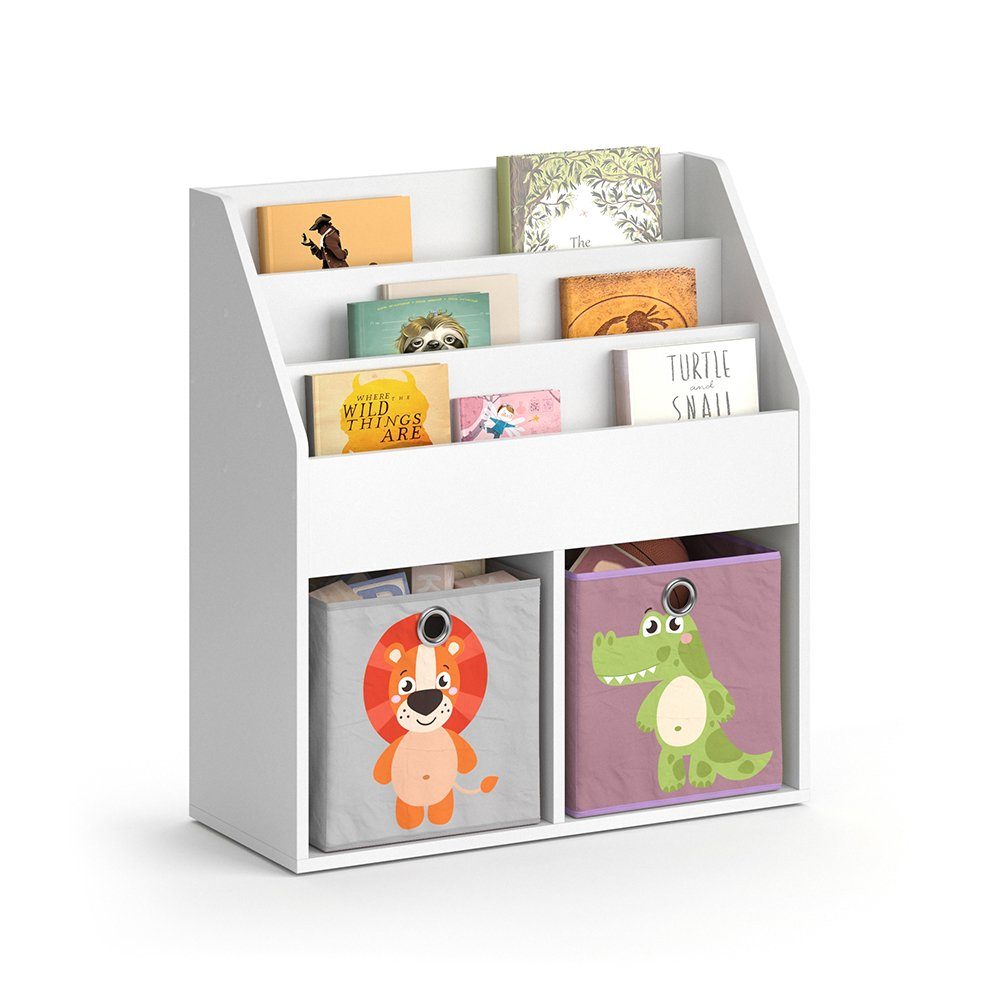 Vicco Kinderregal – Spielzeugablage Bücherregal Violett) Weiß (Grau, Weiß (matt) LUIGI Faltboxen +